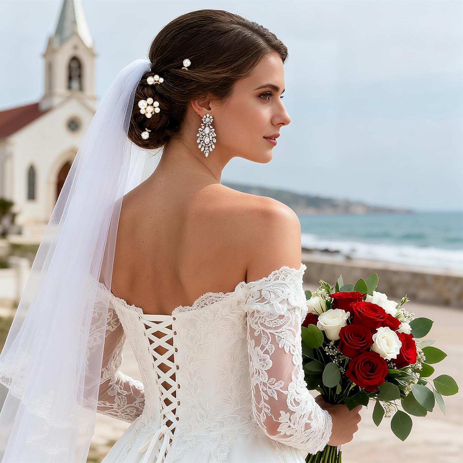 14PCS Pearl Wedding Hairpin, Bridal Hair Accessories Handmade Bridal Hairs Pins Wedding Hairpins Pearl Hairs Accessories Elegent Hairclip for Women Girls - Image 4