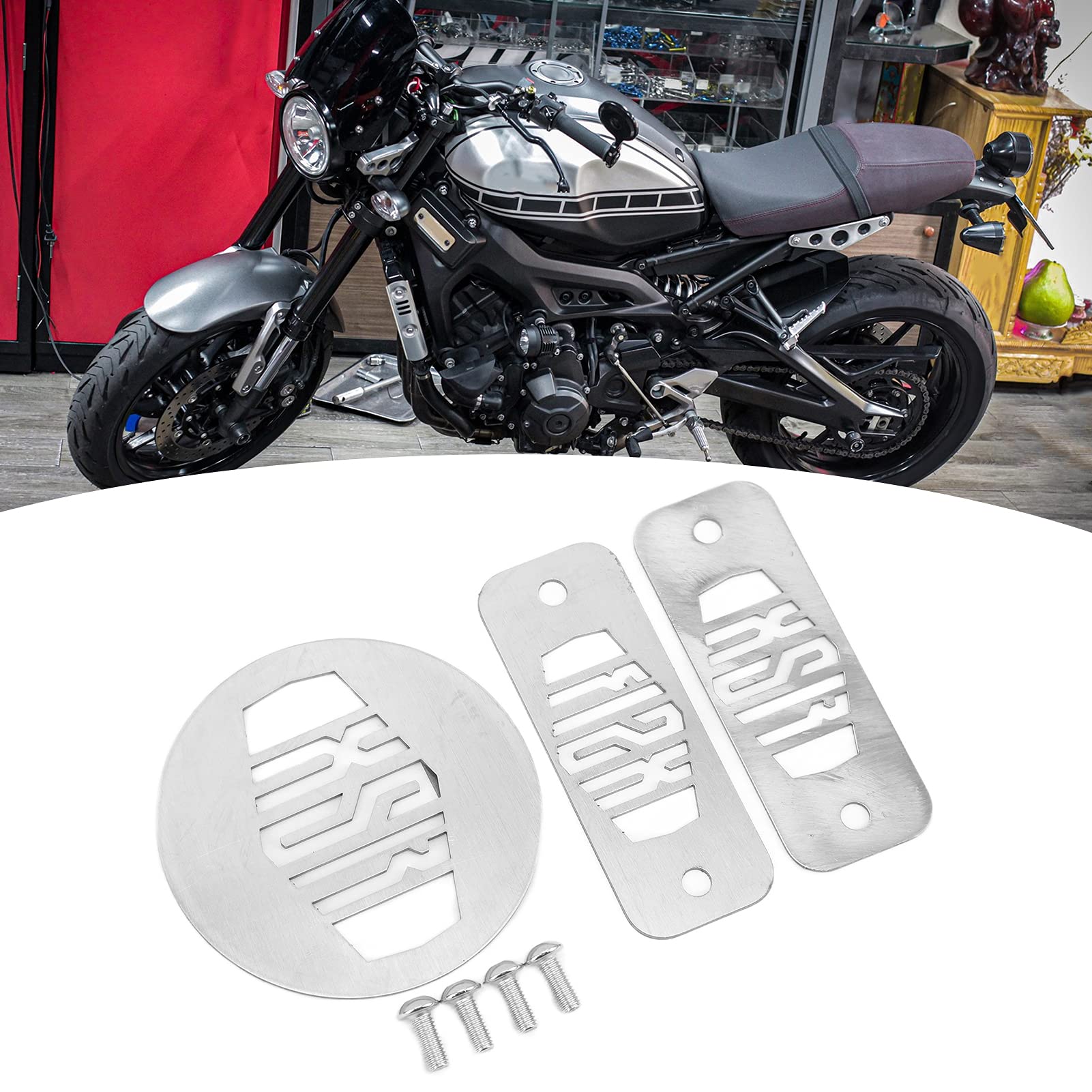 Akozon Kupplungsdeckel Top, 3PCS Motorrad Kupplungsdeckel Top Edelstahl Pulverbeschichtet Ersatz für XSR900 XSR 900 2016-2021(Silber)