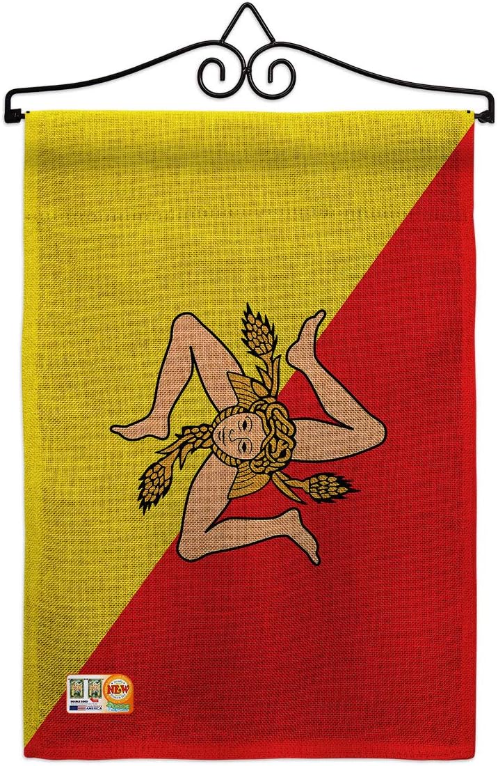 Sicily Burlap Garden Flag Nationality Nation International World Country Particular Area Small Decorative Gift Yard House Banner Double-Sided Made In USA 13 X 18.5
