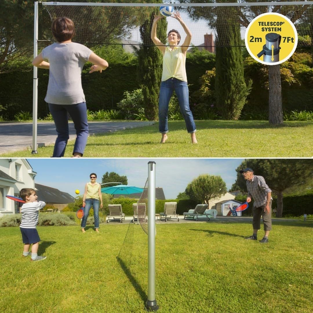 GARD & ROCK - Multisport-Set höhenverstellbare Pfosten aus Aluminium - Quick Fixation System - Badminton, Tennis, Volleyball,... - Zum Aufstecken auf den Ankerfuß