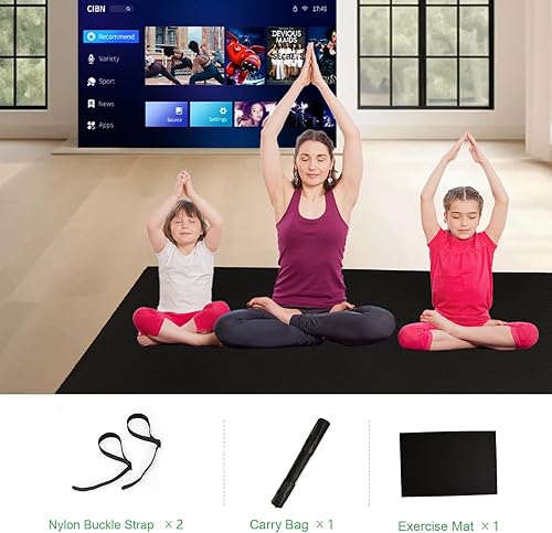 Miniatura 4 de Alfombrilla de ejercicio Gsmmatwin extra gruesa grande de 9 x 6 pies8 x 6 pies7 x 5 pies6 x 4 pies (0.276 in) para gimnasio en casa, alfombrilla de