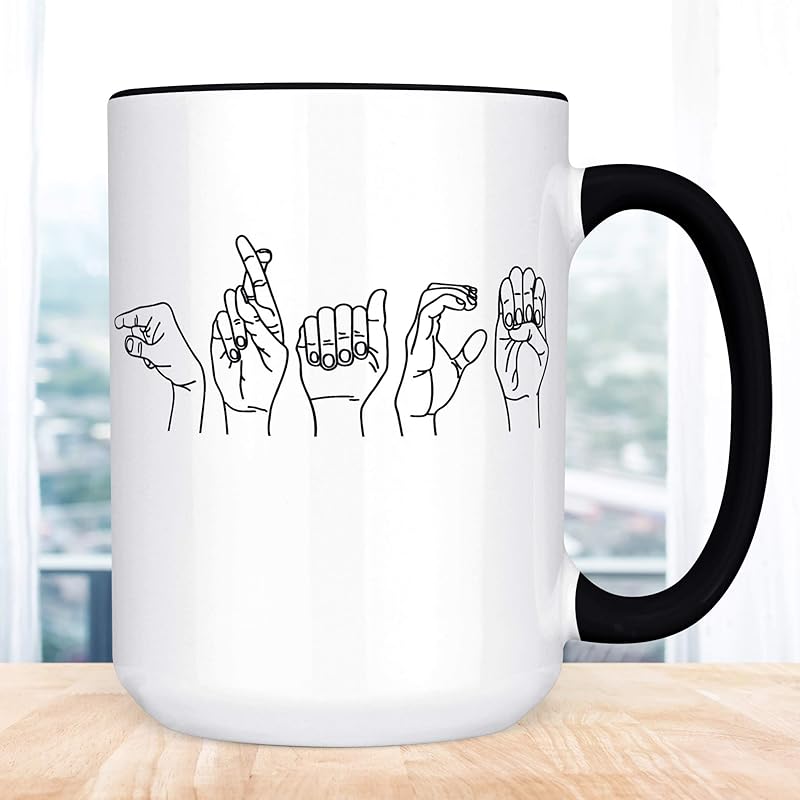 Customized ASL Name Coffee Mug Sign Language Fingerspelling