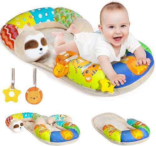 URMYWO Tapete de actividad para el tiempo boca abajo, 4 en 1, acogedor tapete para recién nacido de 0 a 12 meses, asiento de piso para bebé, asiento
