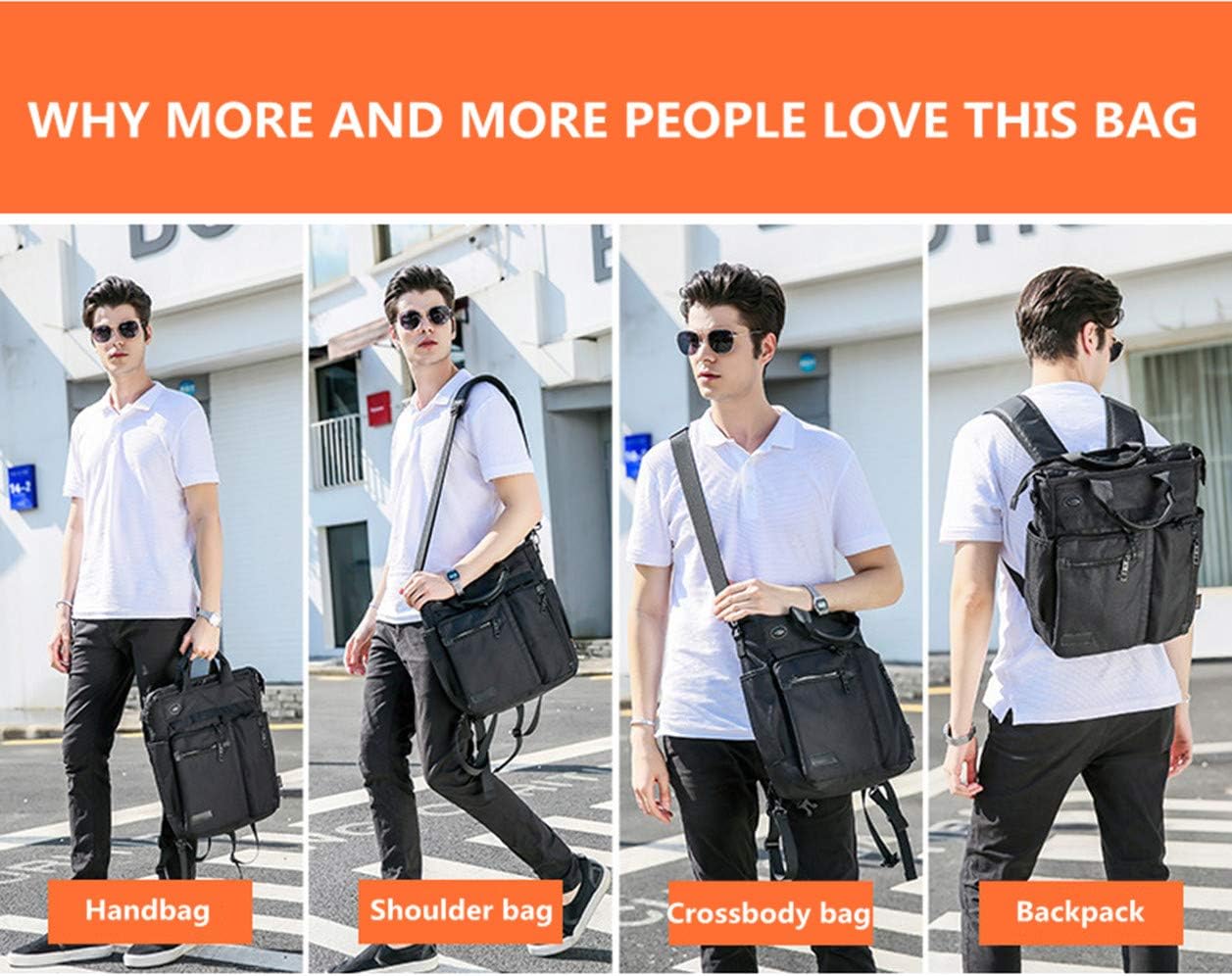 Crossbody Messenger Bag, Multifunctional Shoulder Bag, Laptop Bag for Men and Women