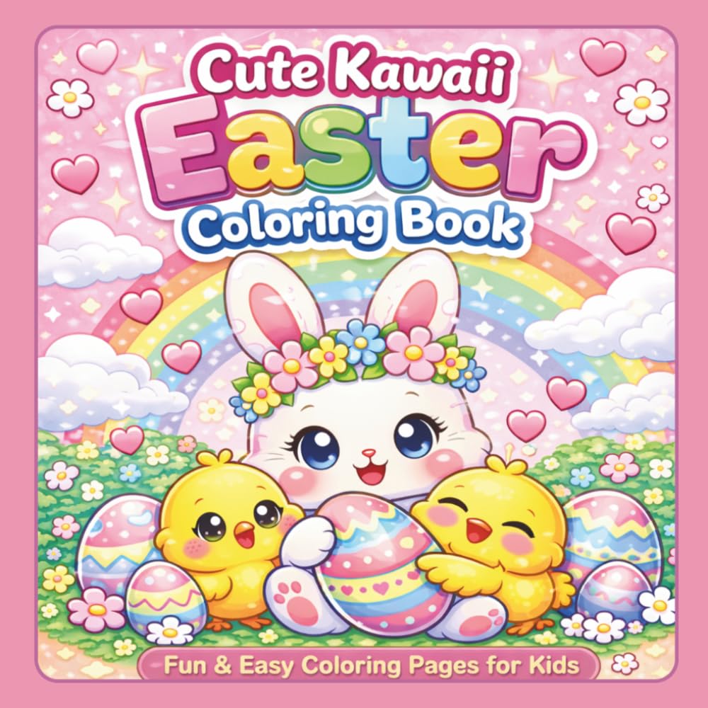 Cute Kawaii Easter Coloring Book: Fun & Easy Coloring Pages for Kids