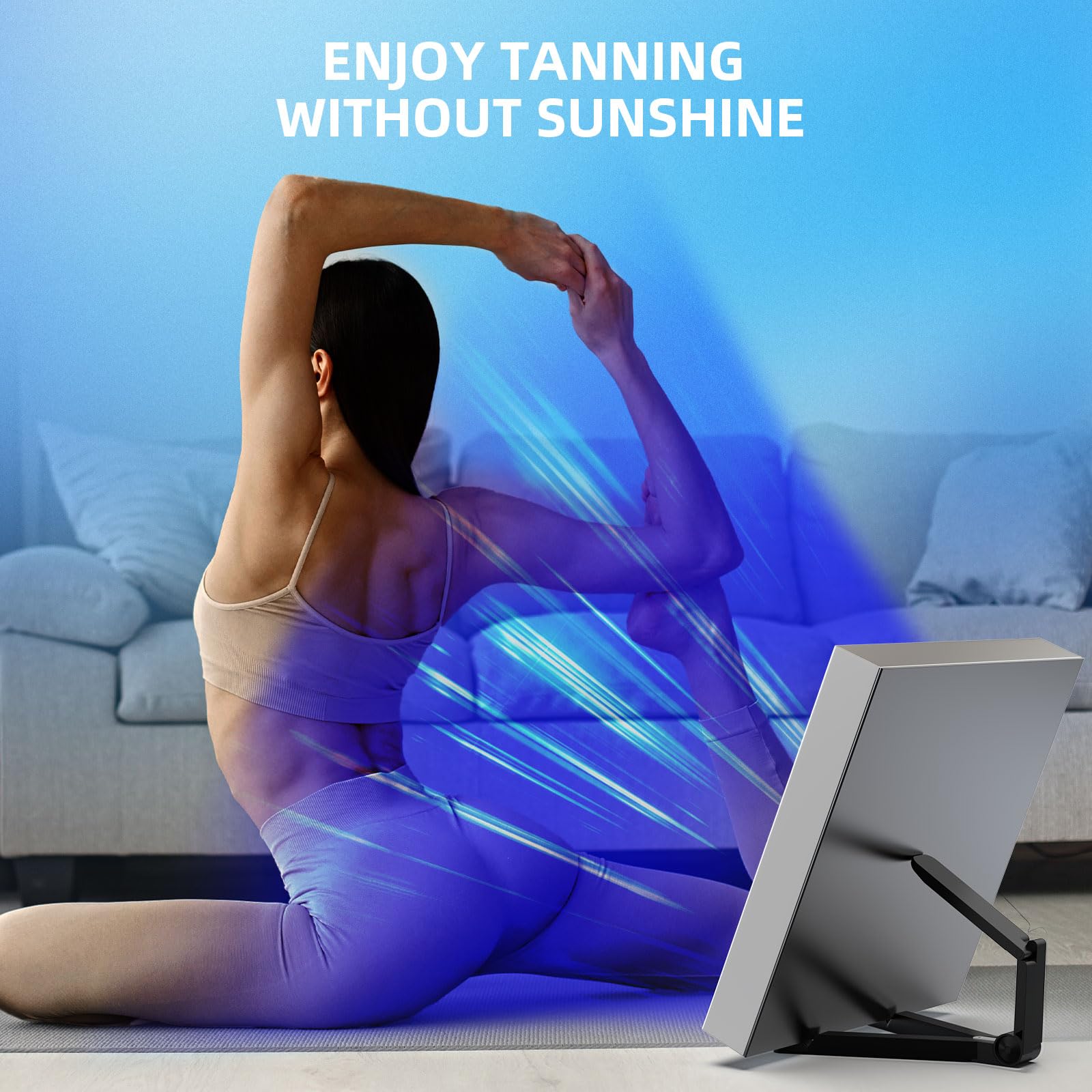 Solarium 45 W pour la maison avec 225 pièces 460 Nm, support réglable pliable et crochets de suspension, solarium pour le visage pour la maison pour le corps et le visage