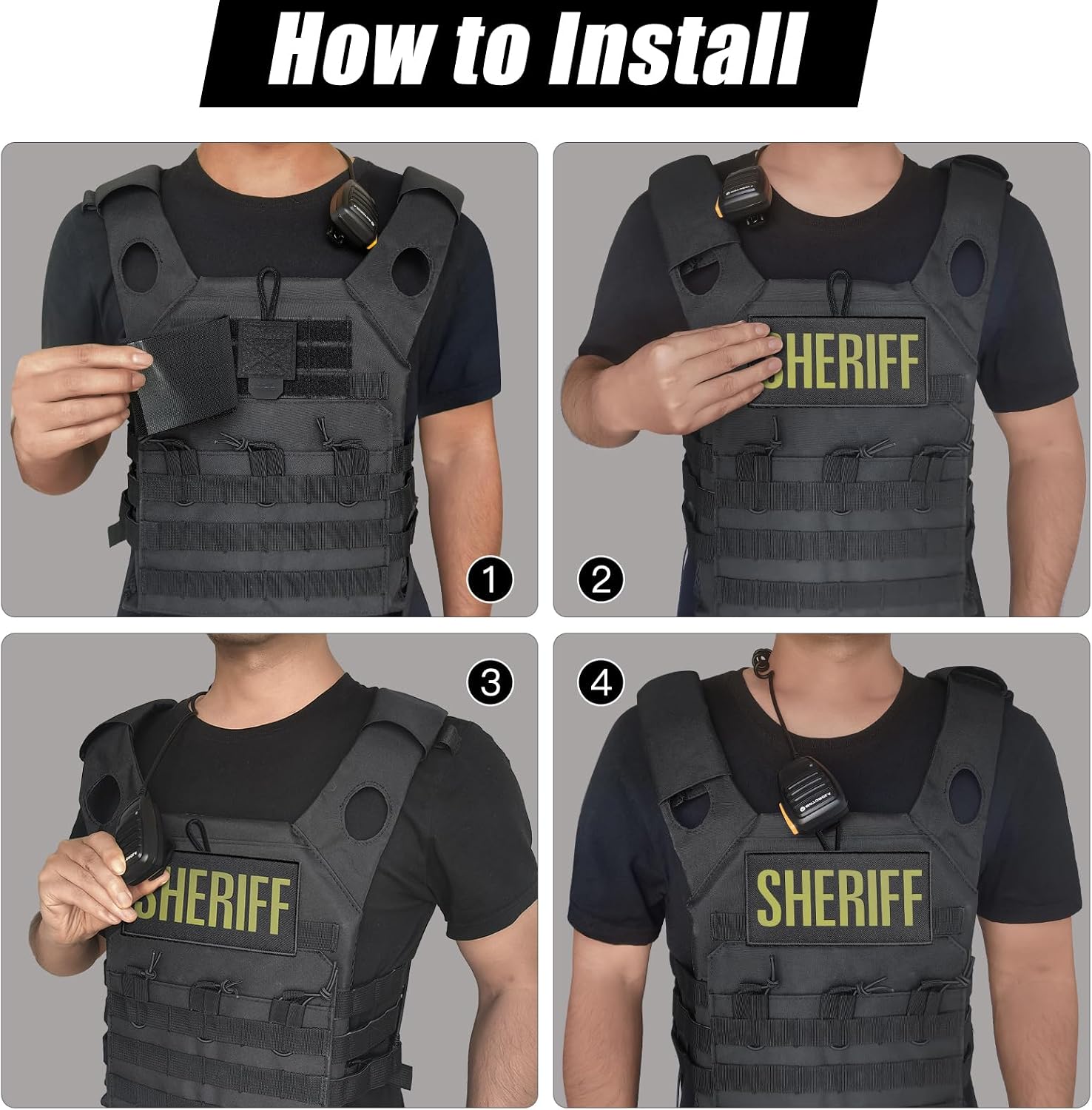 NEXT STATION 2PCS Radio Mic Holder Law Enforcement with Hook Panel Keeps Radio Mic Secure and Flexible, Microphone Radio Holder Suitable for Police Vest/Uniforms/Shirt Accessories