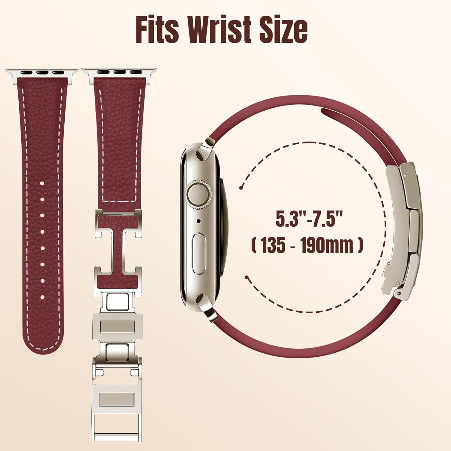 Charlam Leather Magnetic Watch Band, Compatible with Apple Watch Bands 40mm 38mm 41mm 42mm 44mm 45mm 46mm 49mm Women Men, Top Grain Leather Designer Strap for iWatch Series 11/10/9/8/7/6-1/Ultra 3/SE3 - Image 6