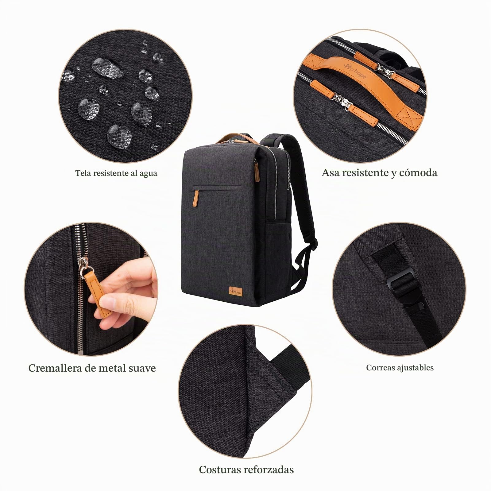 Hp hope Mochila para portátil, mochila de negocios para hombre, mochila impermeable para mujer, mochila escolar para portátil de 15,6 pulgadas con puerto de carga USB