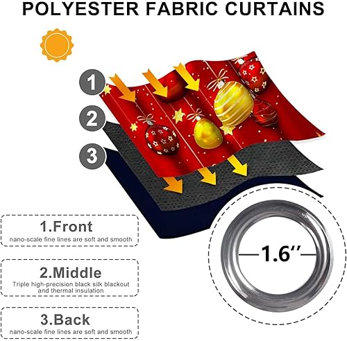 Miniatura 12 de Baocicco Cortinas opacas de Navidad para dormitorio, sala de estar, árbol de Navidad, chimenea, cortinas de ventana con ojales, cortinas familiares