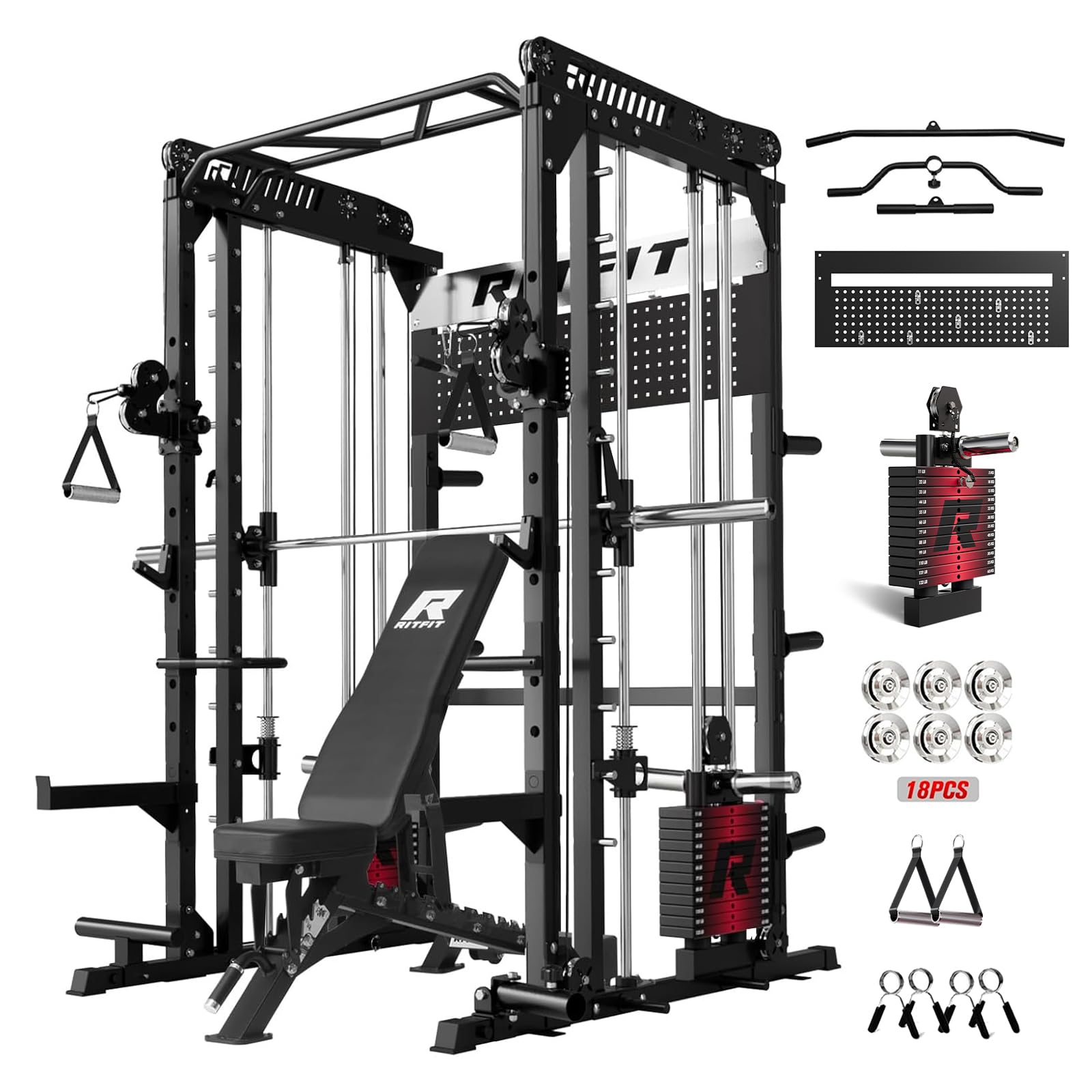 RitFit M1 Pro Smith Machine with Weight Stack Package Power Cage Home Gym