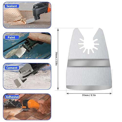Miniatura 4 de 14 cuchillas rascadoras oscilantes de 2 pulgadas, herramienta oscilante universal, cuchillas raspadoras rígidas multiherramienta para adhesivos de
