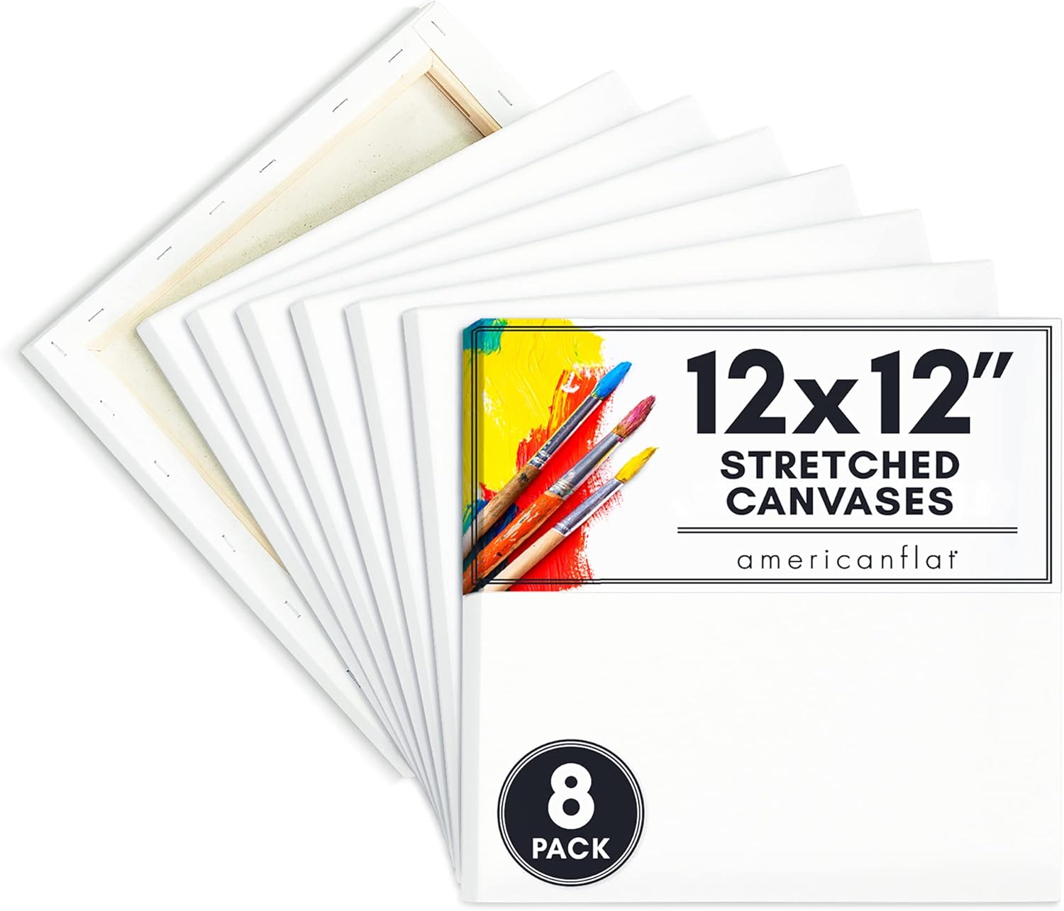 Americanflat 8 Piece 12x12 Pre Stretched Blank Canvas