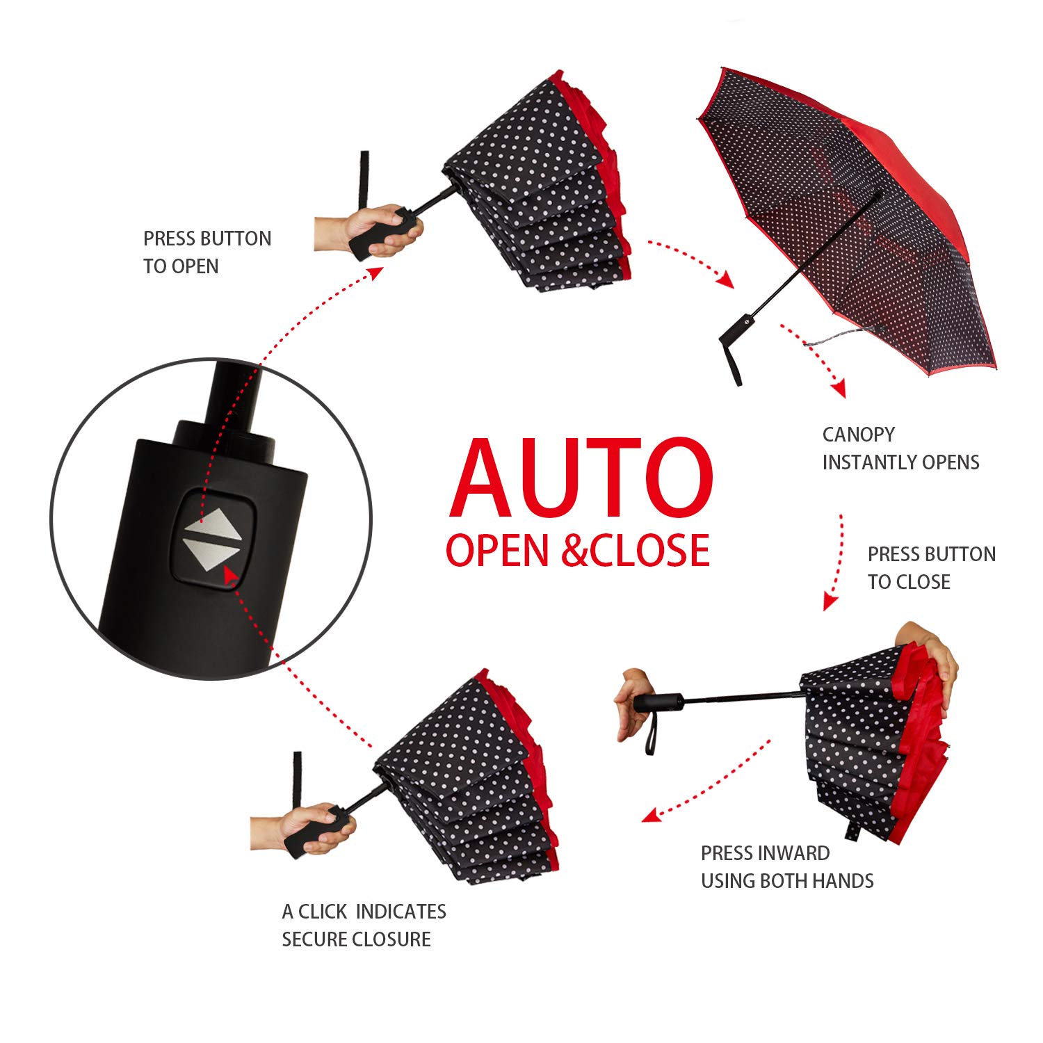 Ombrello da Golf, Unisex - Adulto, Red DOT