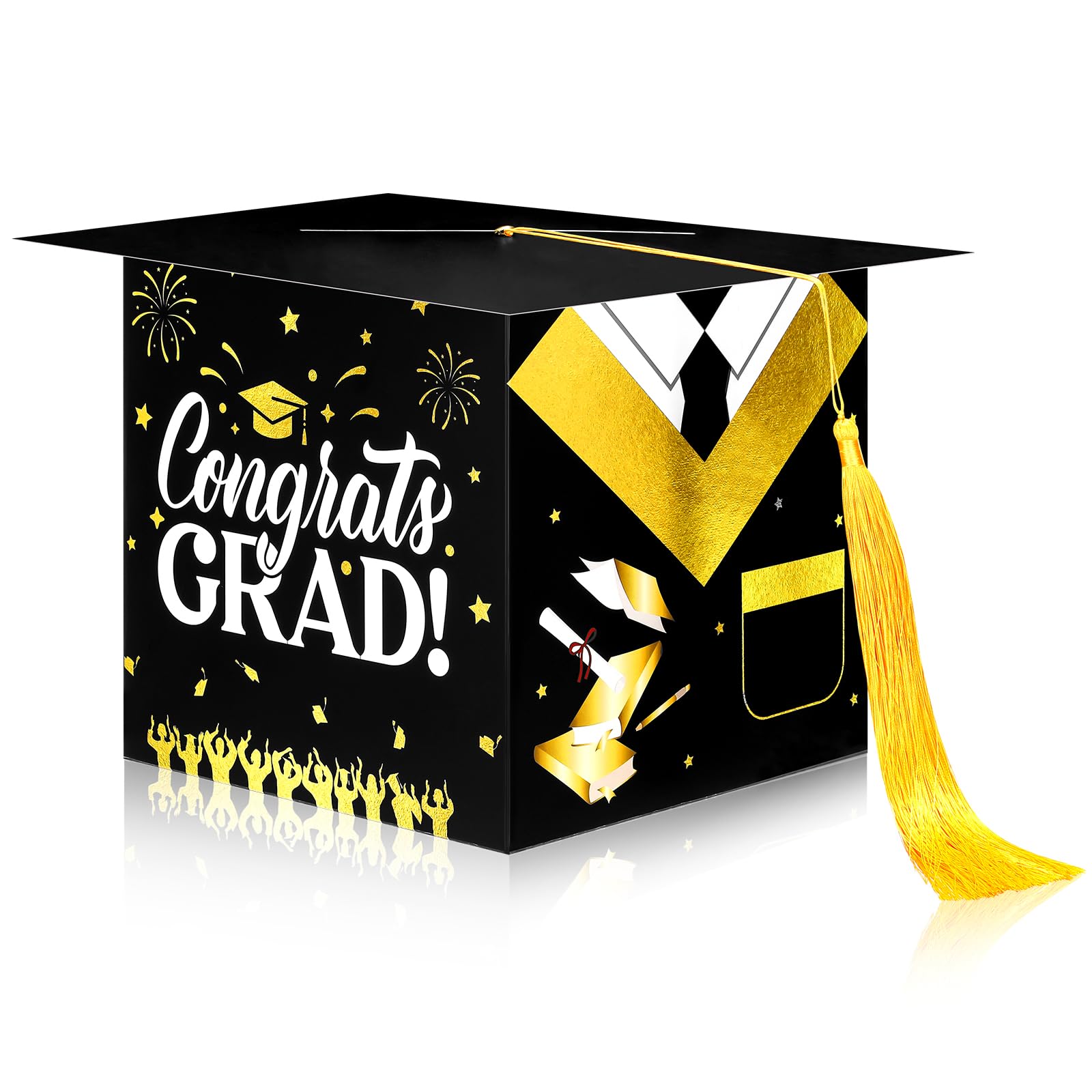 Watersay 2025 Graduation Card Box with Tassel Congrats Graduation Hat Card Box Graduation Card Holder for Graduation Gift Party Decoration Supplies (