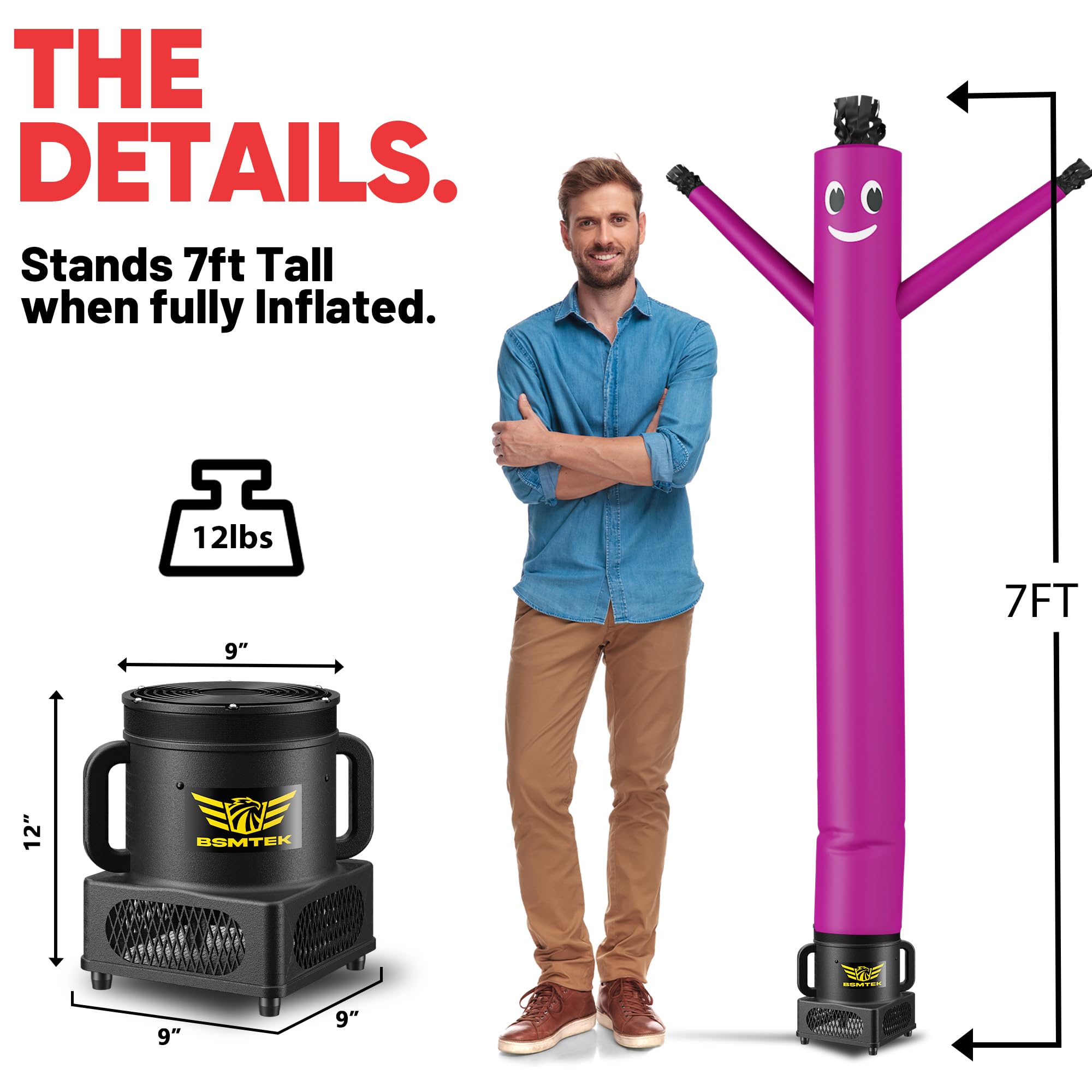 Snapklik.com : BSMTEK 7FT Air Inflatable Waving Tube Man Set