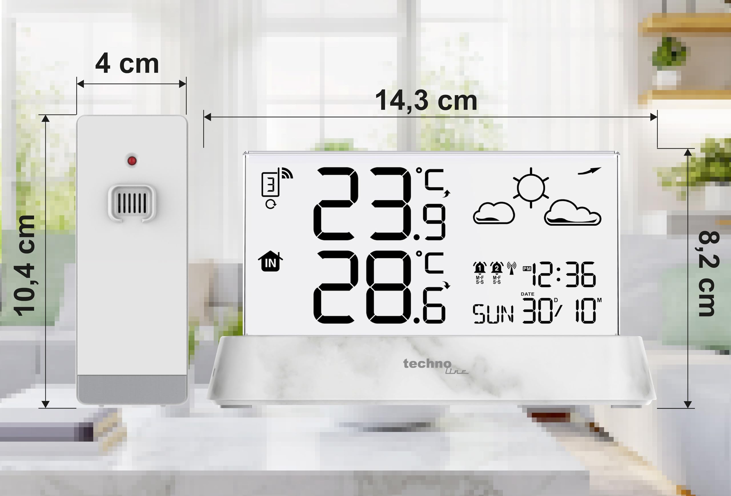 Technoline WS6782 – La station météo sans fil élégante avec écran transparent, température intérieure et température extérieure, et prévision météo précise