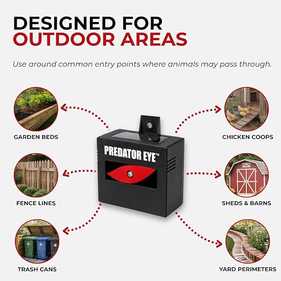 ASPECTEK Predator Eye Solar Animal Deterrent - 2 Pack, Flashing Red Light Repeller to Help Scare Coyotes, Deer, Raccoons, Skunks and Foxes, Outdoor Pest Control for Garden, Yard, Farm and Coop
