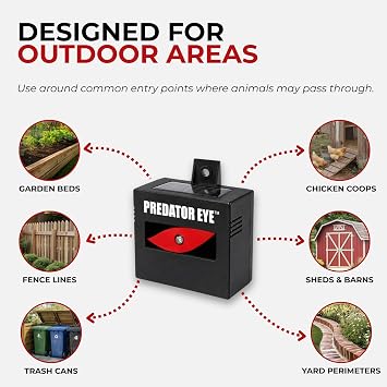 ASPECTEK Predator Eye Solar Animal Deterrent - 2 Pack, Flashing Red Light Repeller to Help Scare Coyotes, Deer, Raccoons, Skunks and Foxes, Outdoor Pest Control for Garden, Yard, Farm and Coop