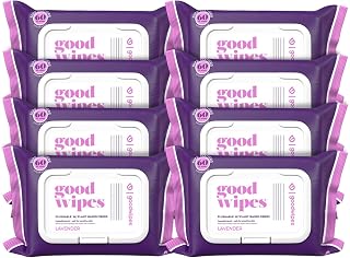 Goodwipes Flushable Butt Wipes Made w/Soothing Botanicals & Aloe – Soft & Gentle Wet Wipe Dispenser for Home Use, Septic & Sewer Safe – Largest Adult Toilet Wipes – Lavender, 480 count (8 packs)
