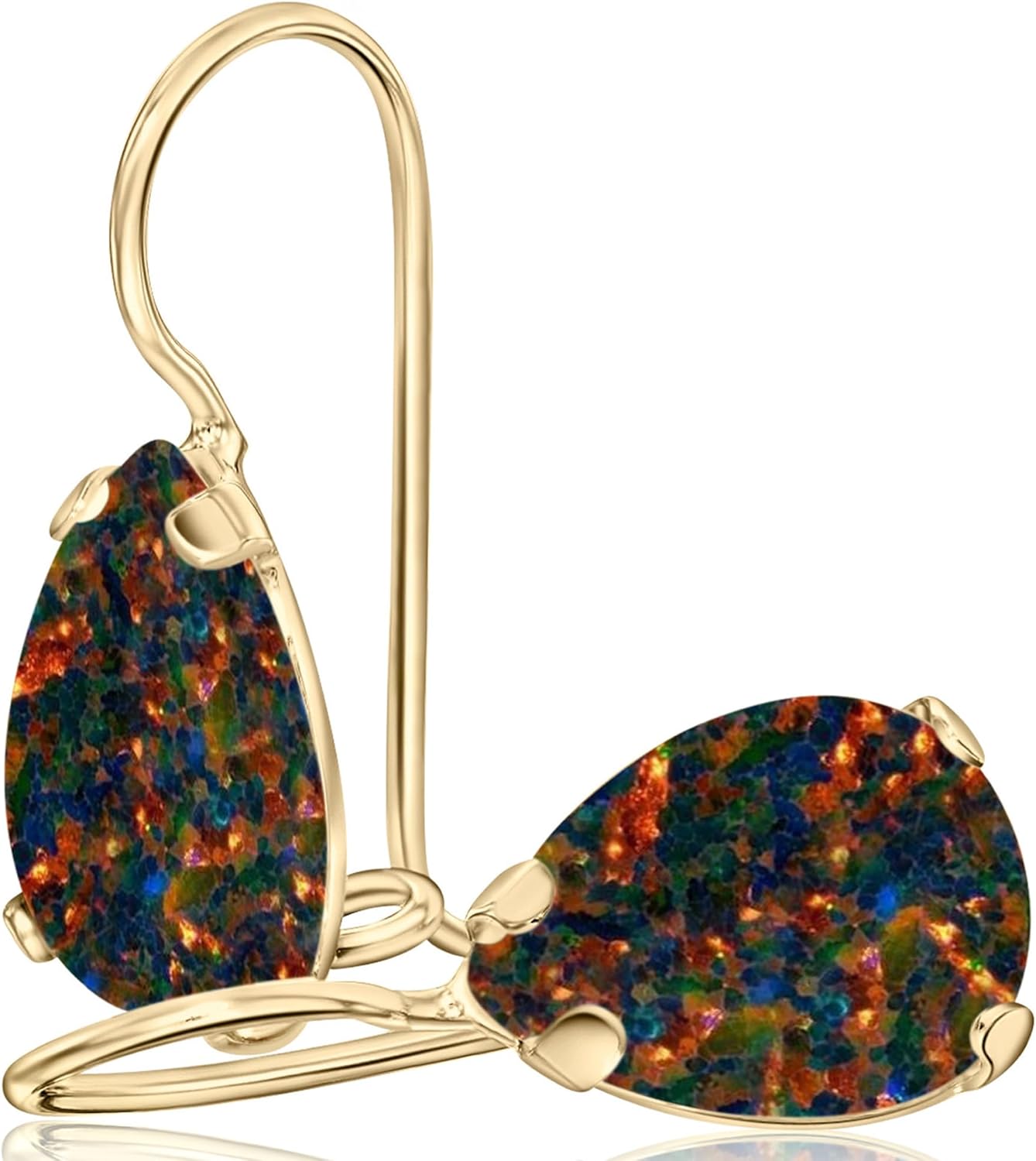 14K Gold Gemstone Earrings - Solid Yellow Gold Pear Shape Dangle Earrings - Birthstone Gift - Teardrop Jewelry - Handmade Elegant Gift for Women