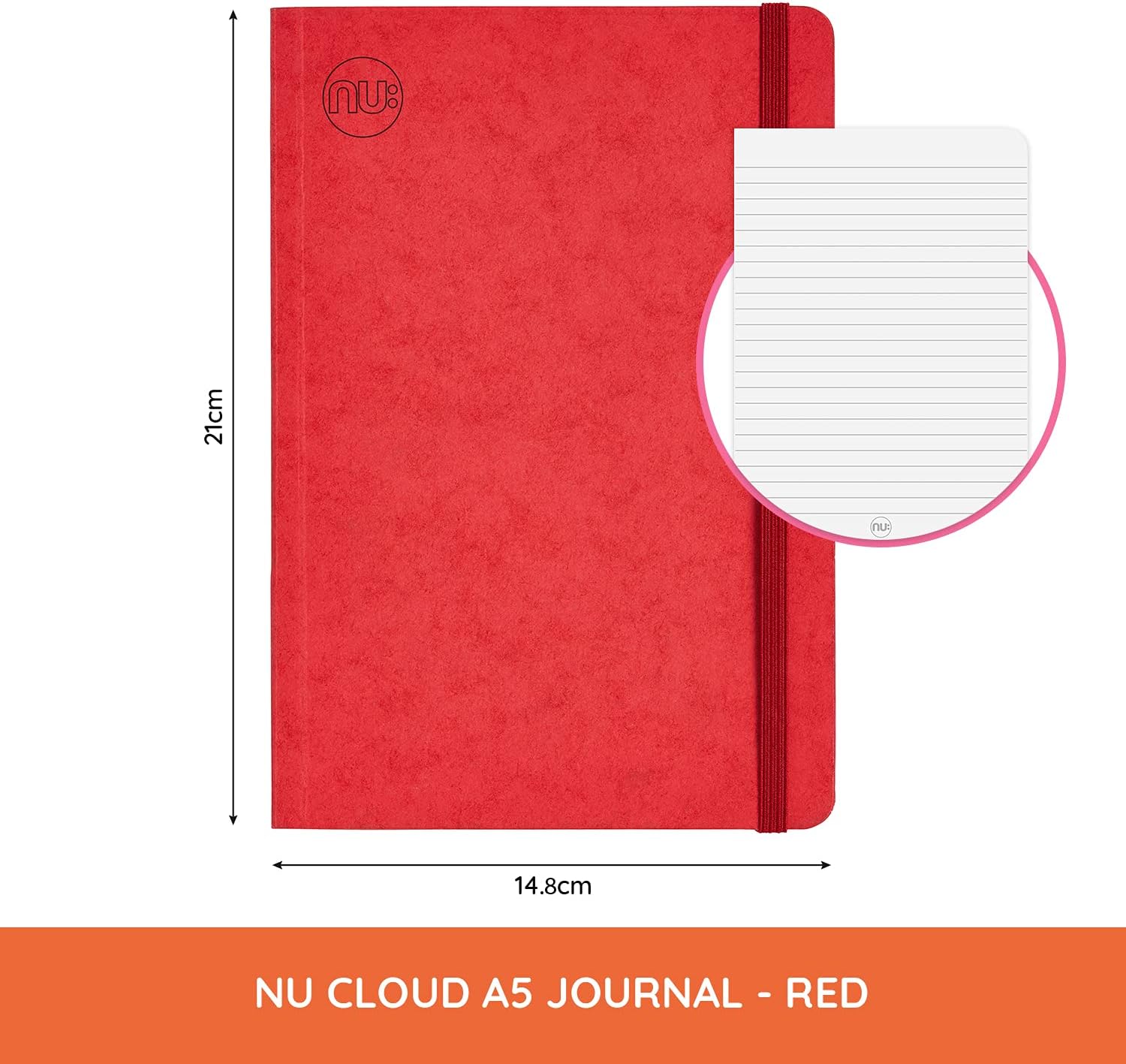 NU: Notebooks - Craze Cloud Range - A5 Journal - Journal Supplies - Stationery Notebooks - Ruled Notepad - Red - 160 Pages