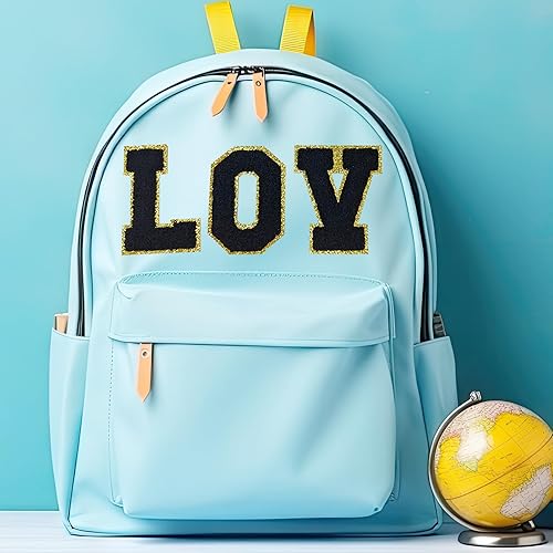 Miniatura 6 de Morcheiong 26 parches de letras de felpilla grandes de 3.14 pulgadas, autoadhesivas, letras termo-adhesivas para ropa, parches de letras