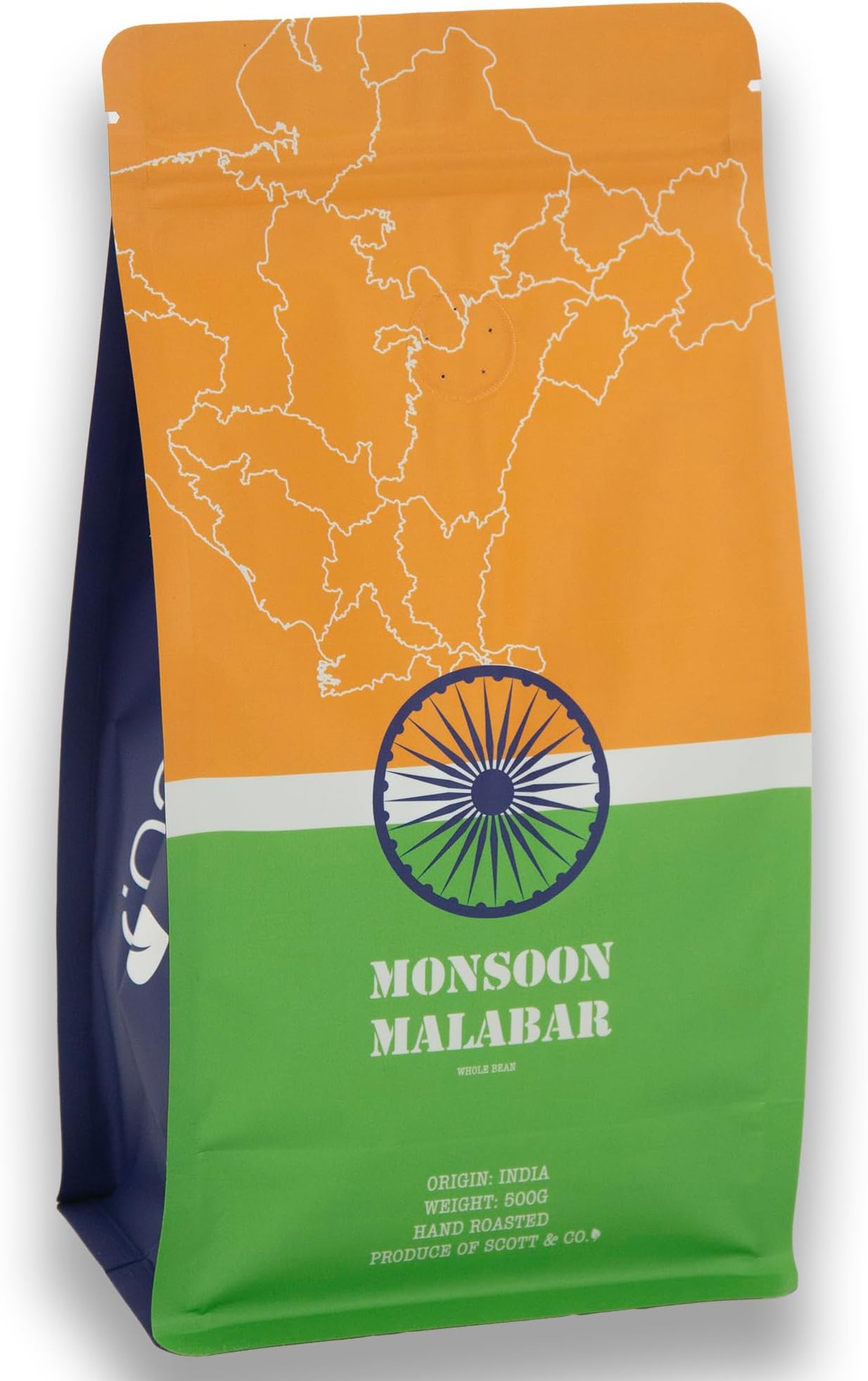 Scott&Co. Monsoon Malabar Coffee Beans. Dark Roast Whole Coffee Beans, Single Origin. 500g