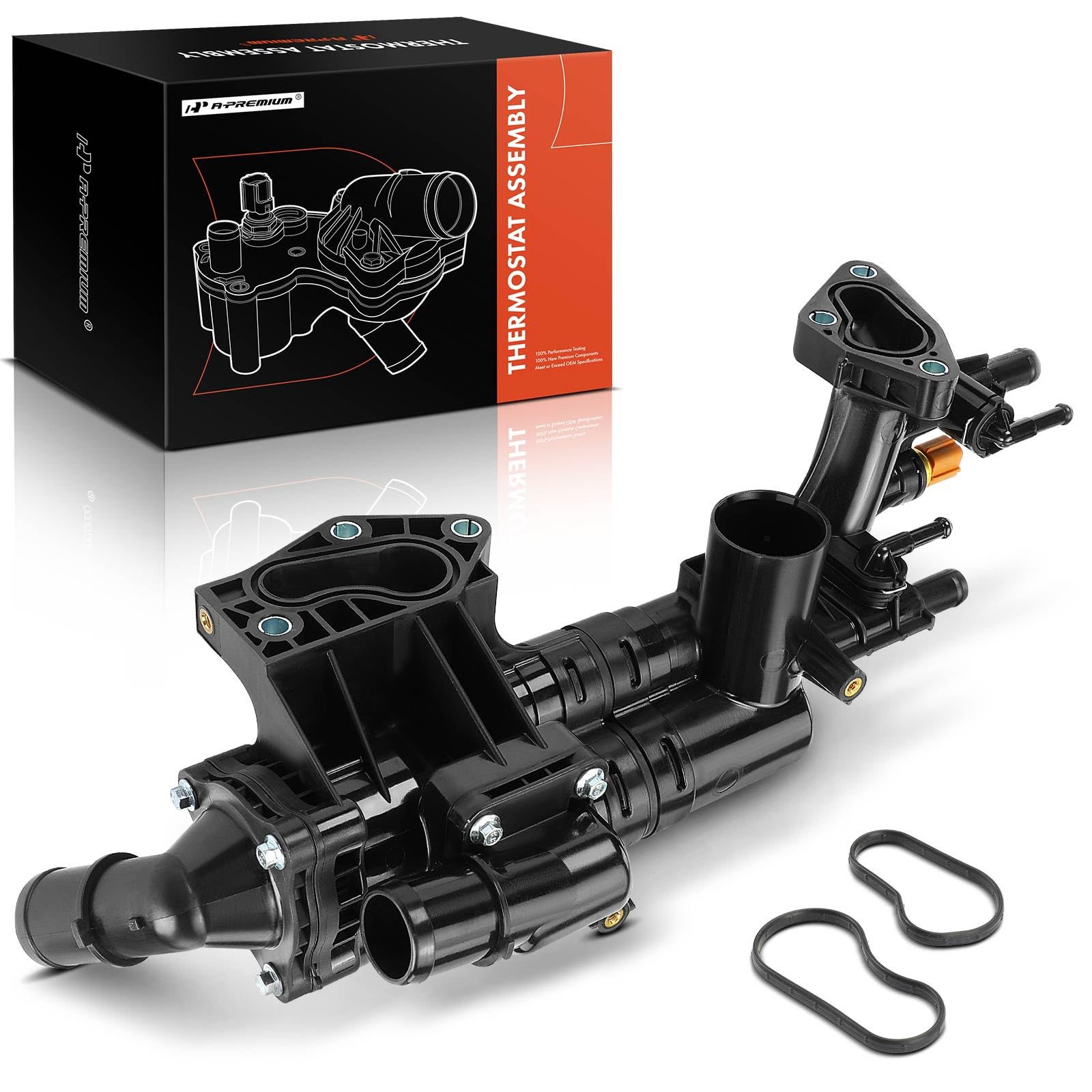 A-Premium Engine Coolant Thermostat Housing Assembly with Seal Compatible with Kia Sorento 2014-2018, Sedona 2015-2018, Cadenza 2014-2016 & Hyundai