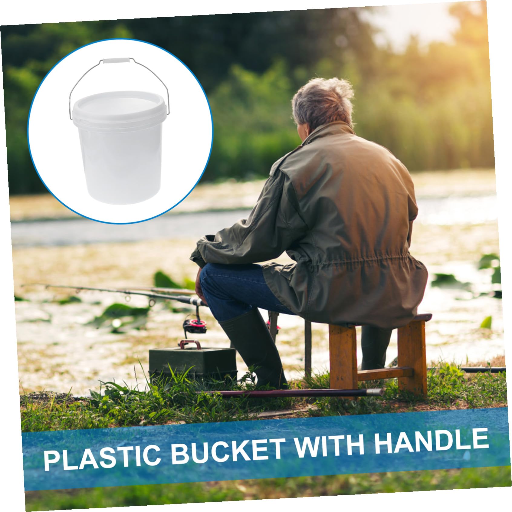 ibasenice Seau Grosse Capacité Couvercle Étanche et Poignée en Plastique Blanc 10l Multifonction pour Usage Domestique et Pêche