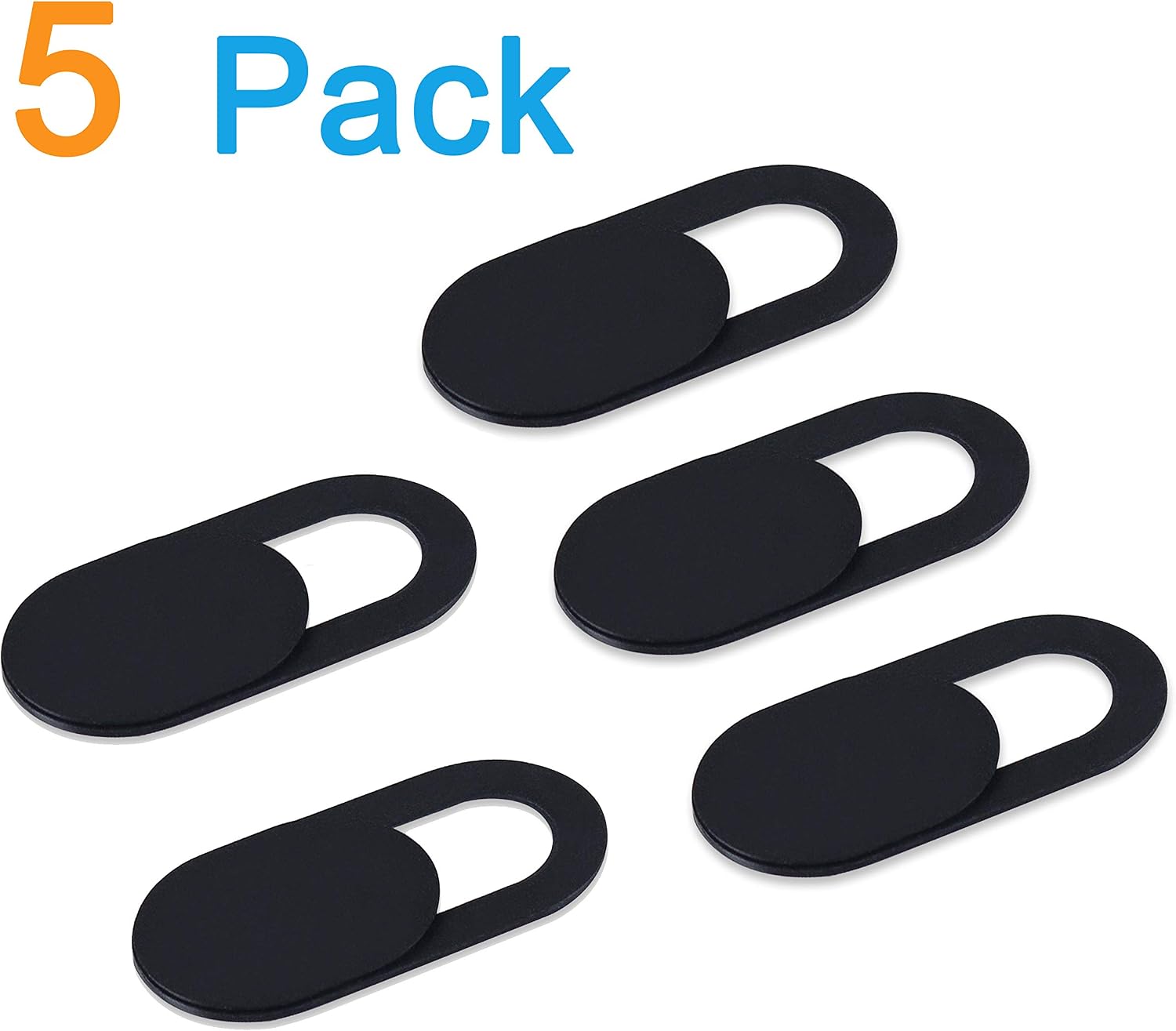 Webcam Cover- 0.03In Ultra Thin-Slide Web Cam Cover- Protect Your Privacy and Security, Strong Adhensive- Compatible Laptop, Desktop, PC, MacBook Pro, iMac, Computer, Smartphone- 5packs (Black)