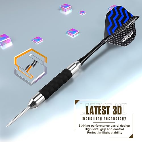 Vista 52 de Turnart Juego de dardos de punta de metal – Juego de dardos de punta de acero, dardos de metal profesionales, 12 piezas de 22/0.85 oz Pro Dardos