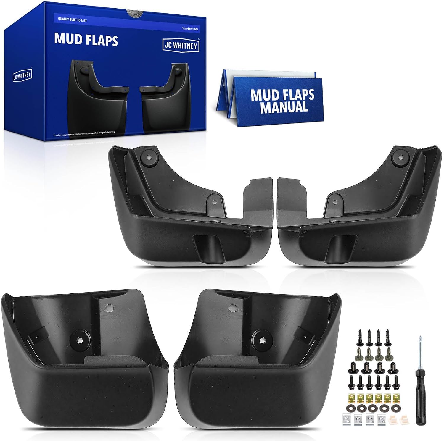 JC Whitney Set of 4 Front and Rear Mud Flaps Splash Guards