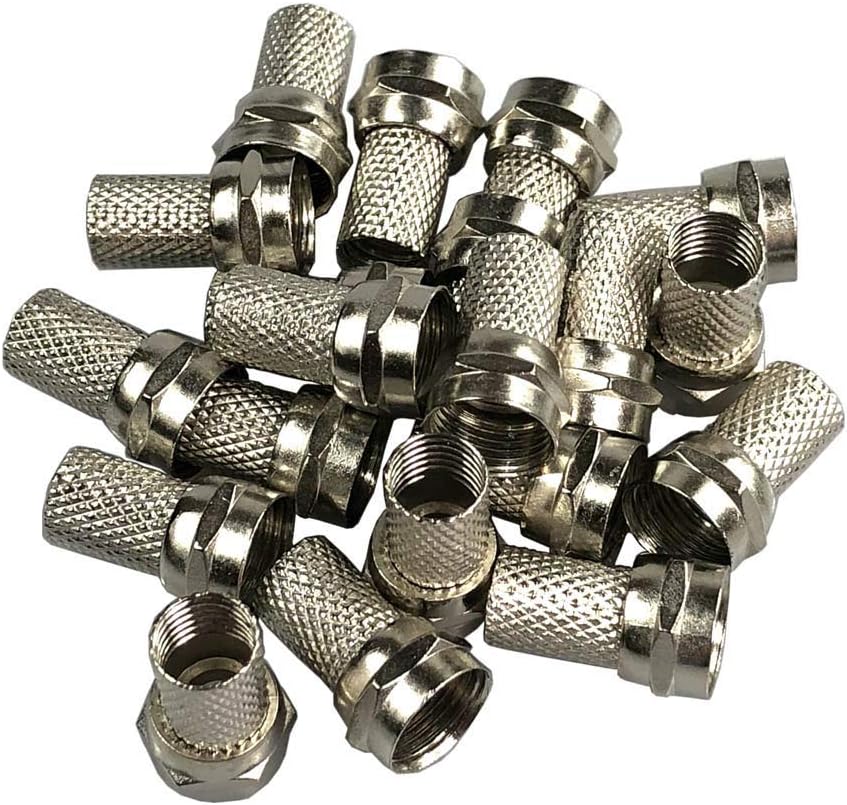 RG6 F Type Twist-On Screw Coaxial Cable Connector Adapter Plug of 20 Pack