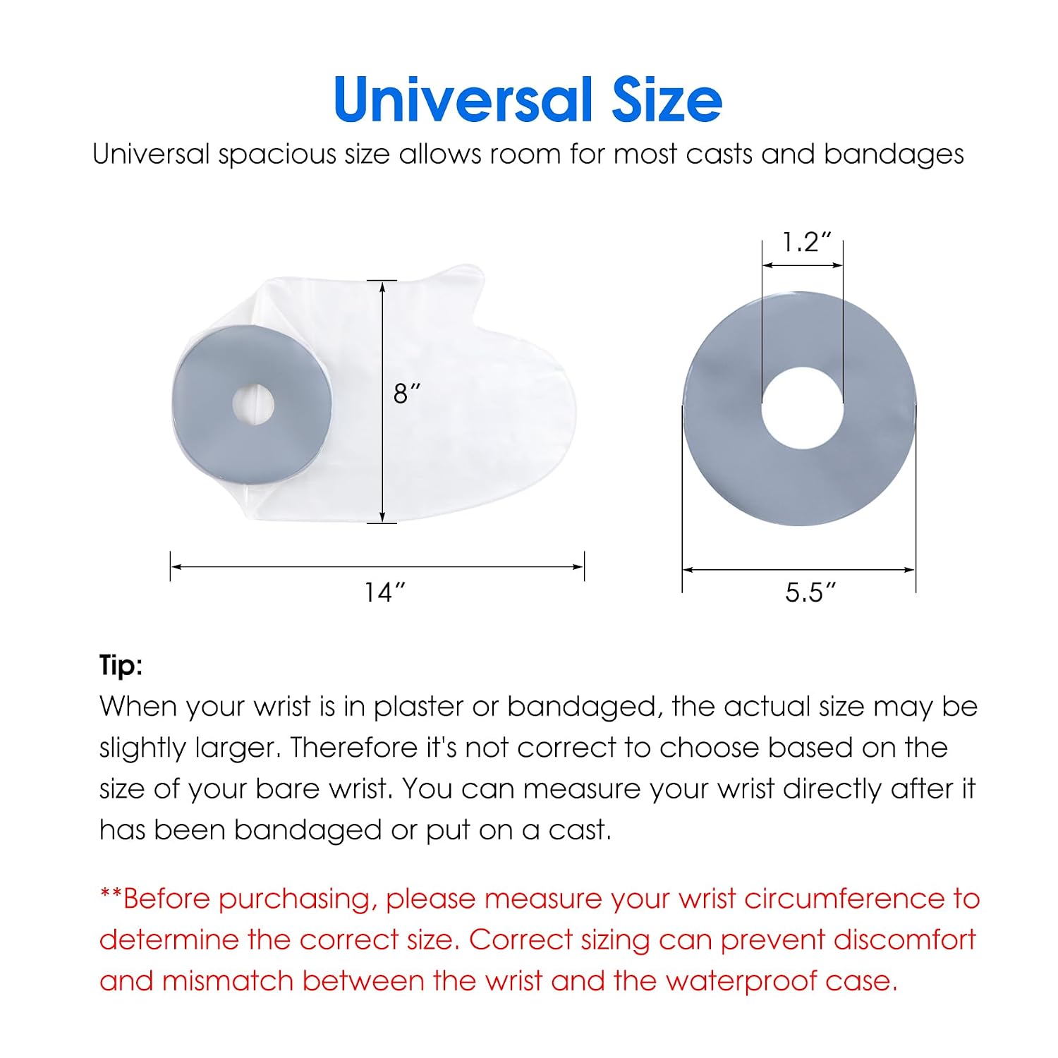 COMFYTHERA Waterproof Hand Cast Cover for Shower Wound Protector Bath Adult Watertight Cast Bag Showering for Surgery Wrist, Finger, Reusable Durable (A-Hand)