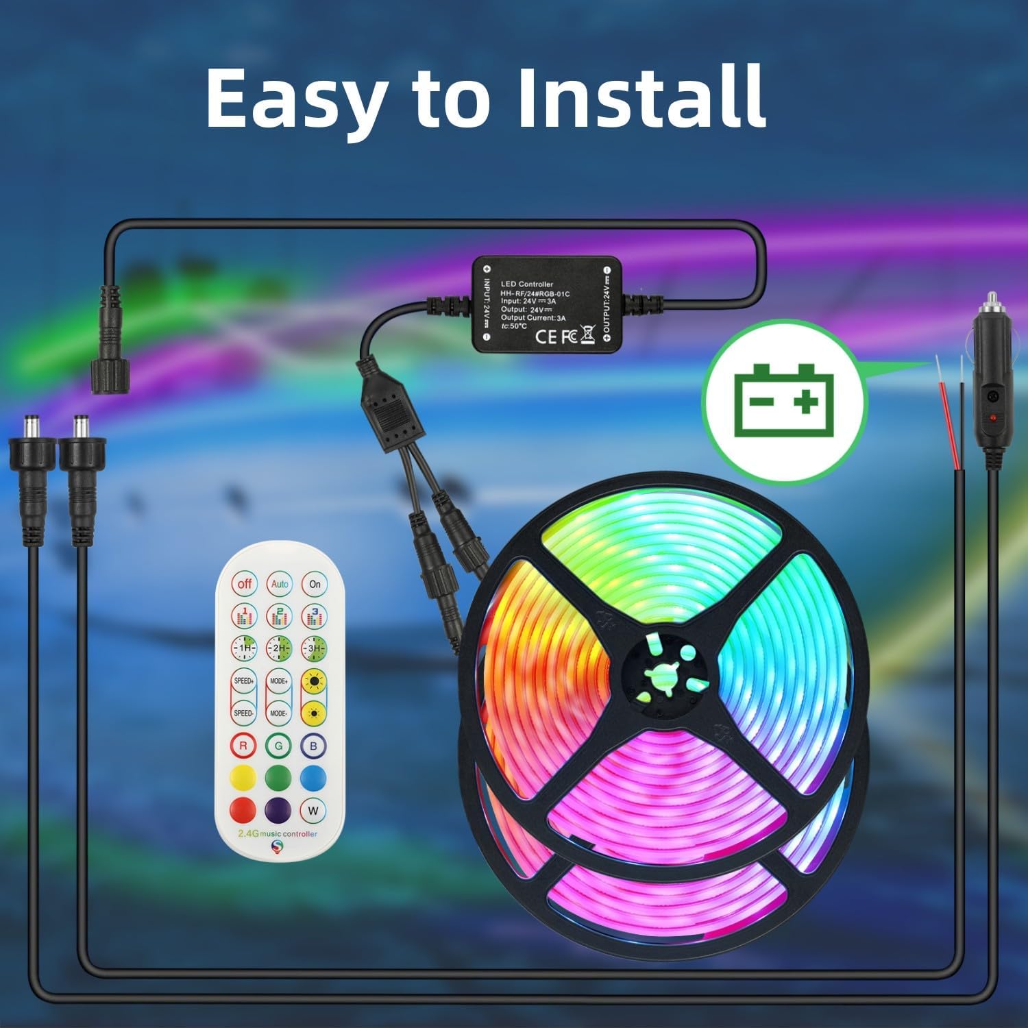 Marine Submersible Boat LED Strip Lights, 50FT IP68 Waterproof Underwater Boat RGB Lights, Boat Deck Light, Under Boat Light for Night Fishing Pontoon Boats, RF/APP Control