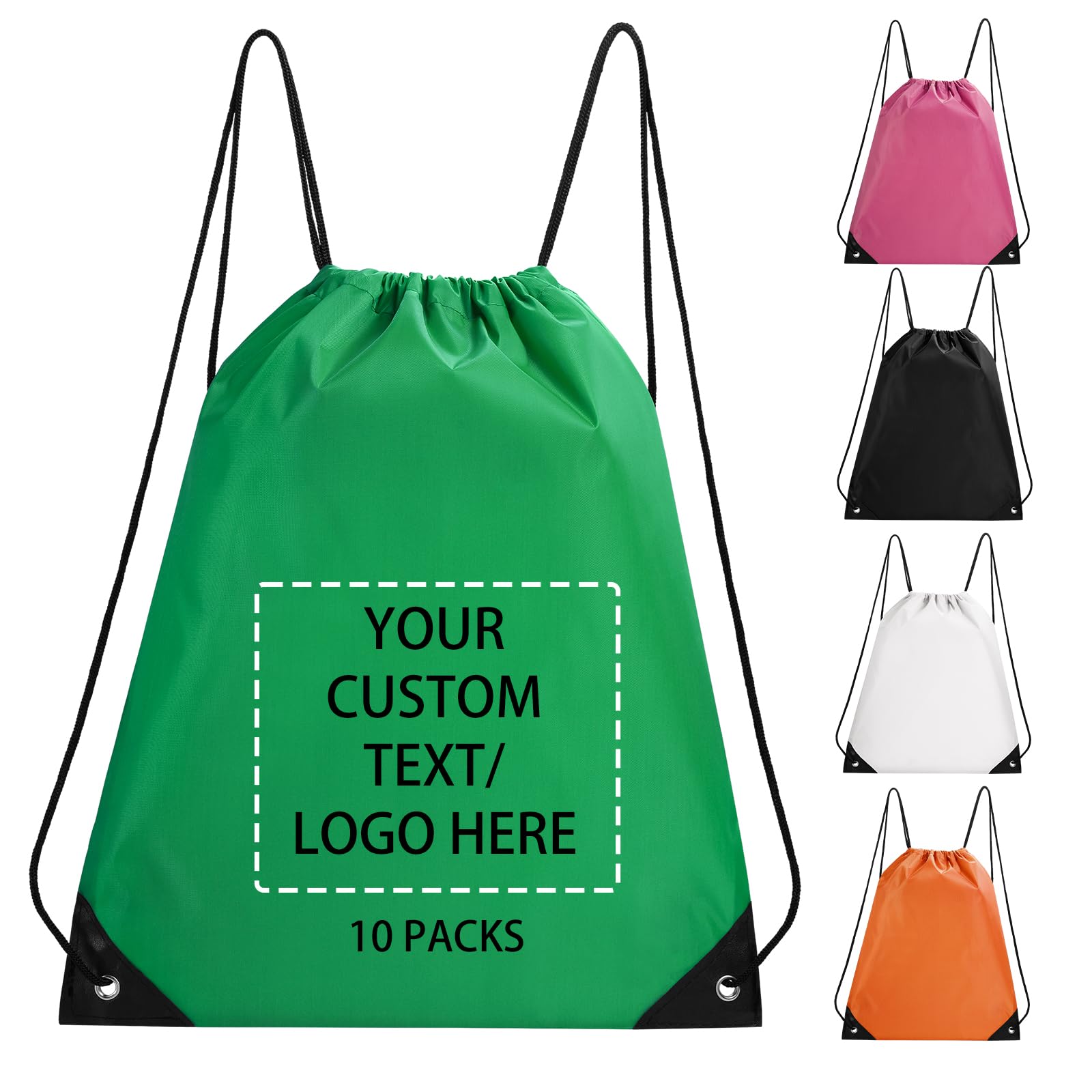 Fyore Custom Drawstring Bags with Logo, 10/50/100 Pack Bulk Personalized String Backpacks for Gym, Sports, Events, Travel, Daily Use, Business