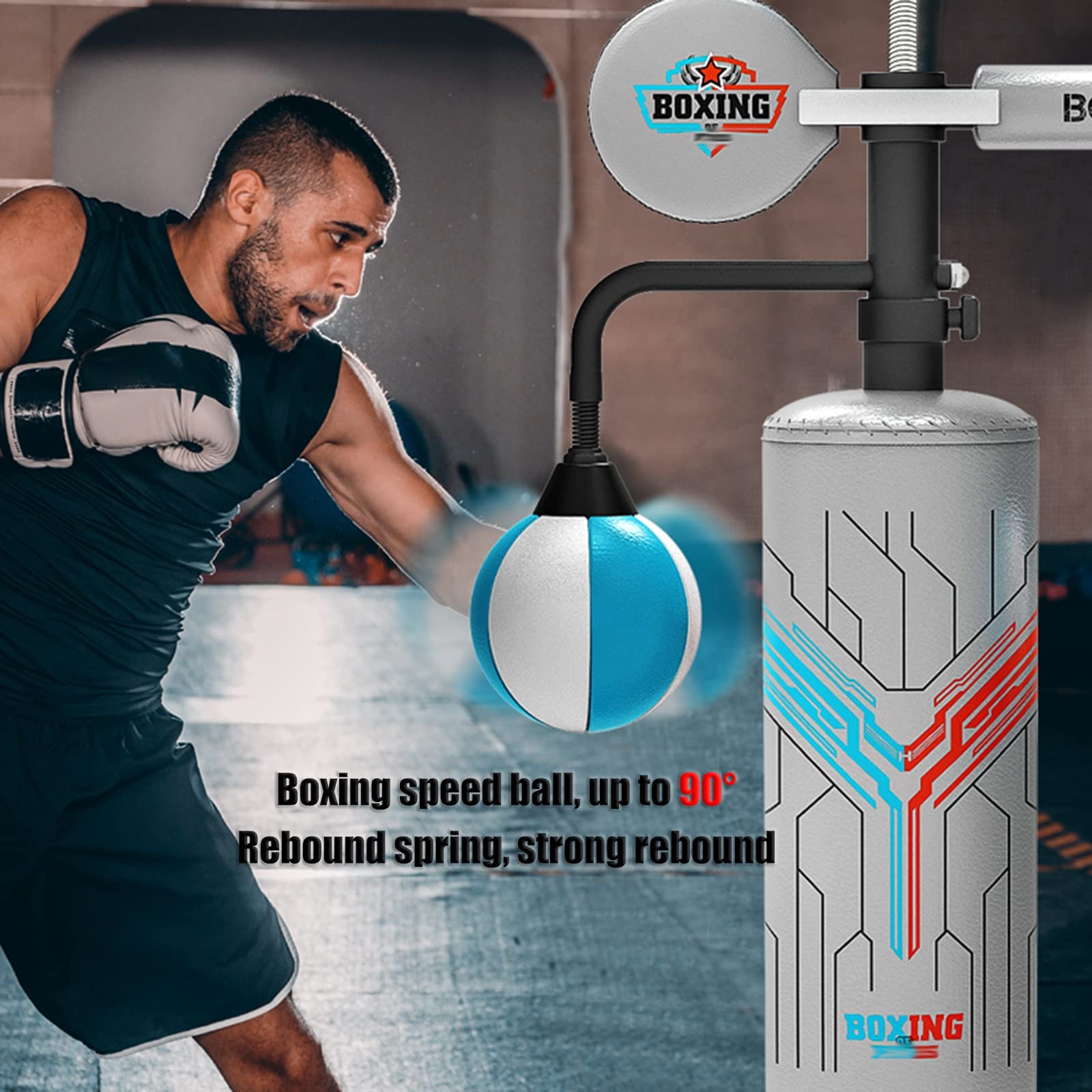 Standing Punching Bag Inflatable Adult Adjustable Boxing Set Stand