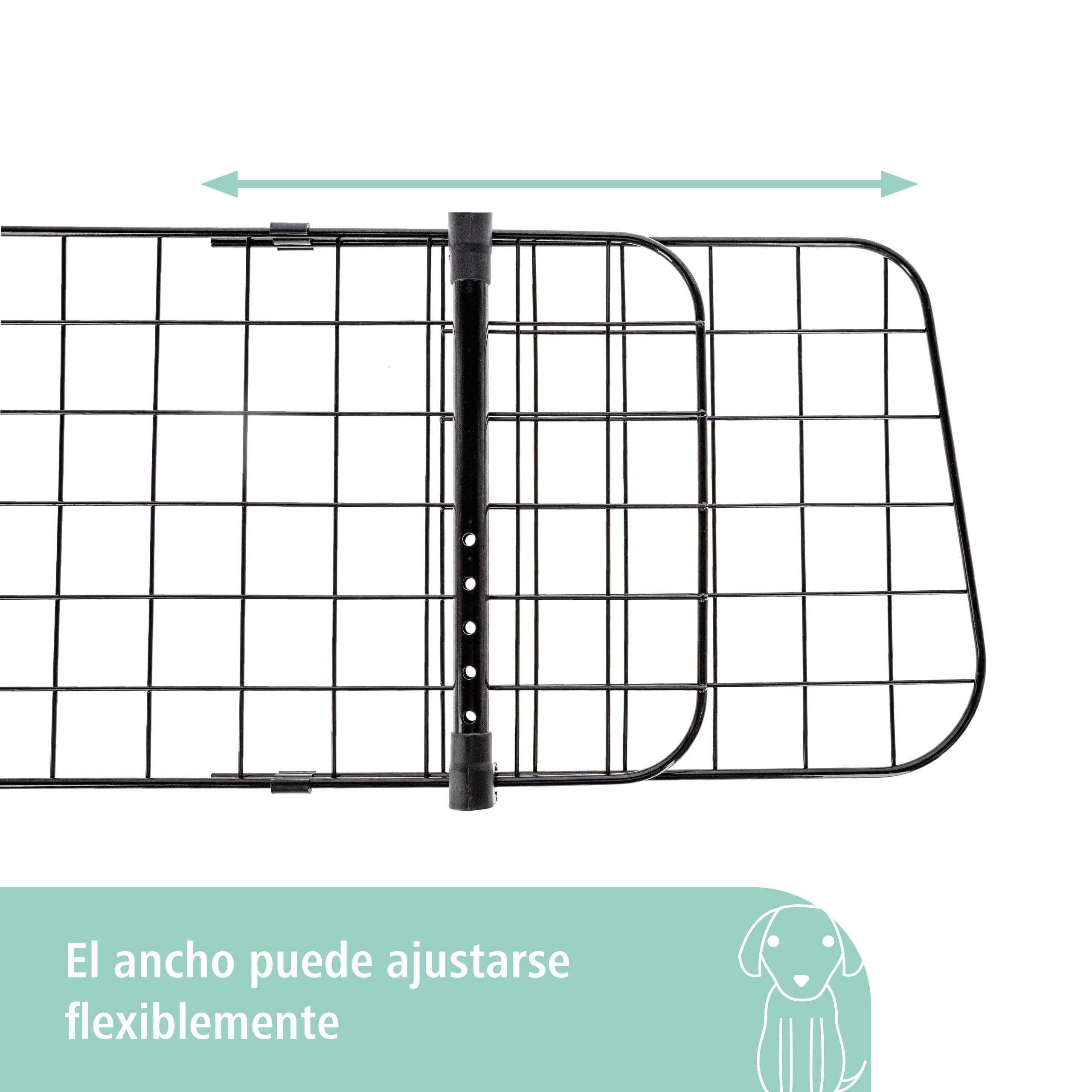 Kerbl Pet Puerta de Seguridad para automóviles, protección para el Transporte, Divisor, Negra, 30 cm, 96-145 cm, de Metal, para Perros, Puerta Protectora para Maletero, Ancho Ajustable