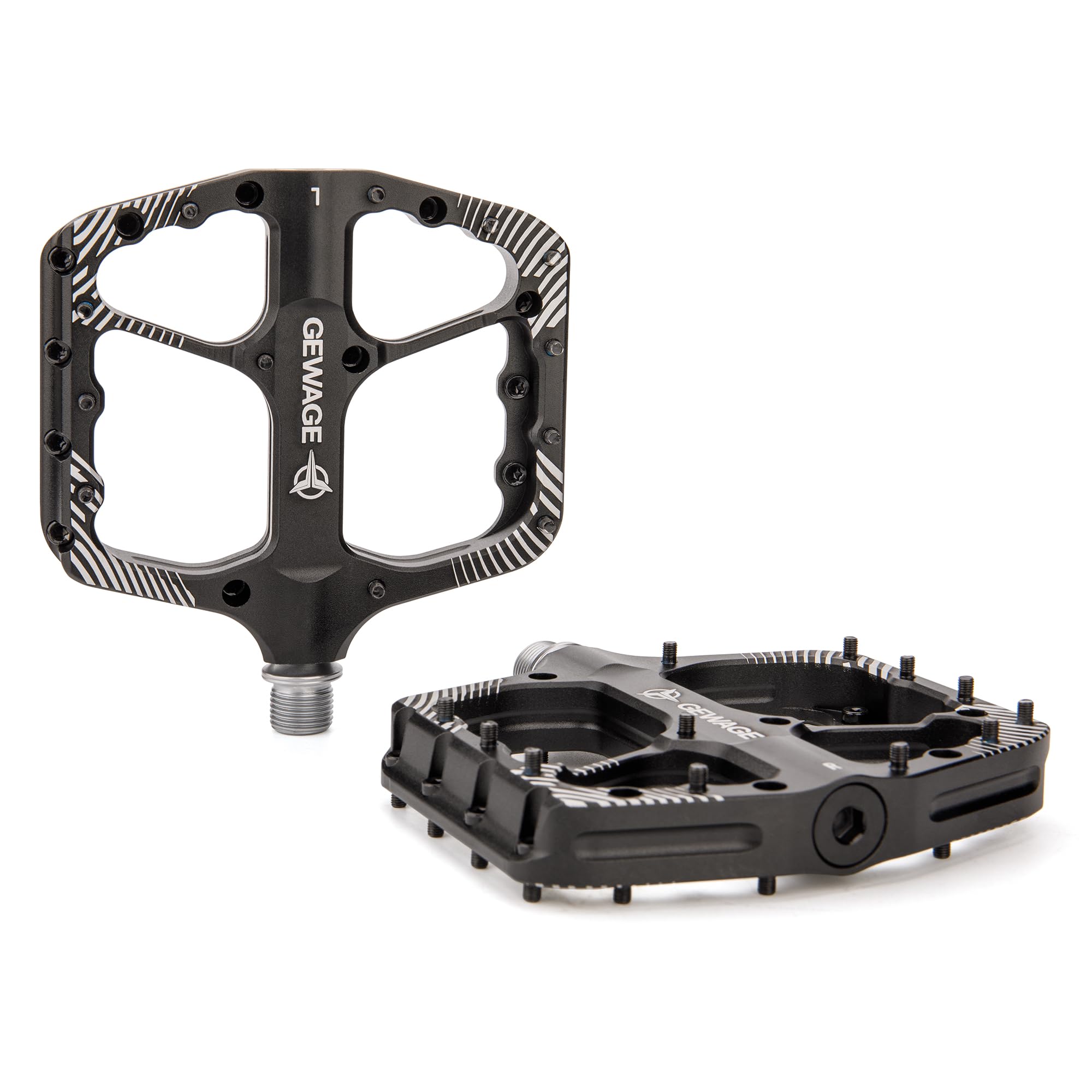 GEWAGE Pedali MTB – Pedali Bici in Alluminio CNC con Cuscinetti a Sfere + Cuscinetto a Rullini, Asse Cr-Mo, 24 Pin Antiscivolo