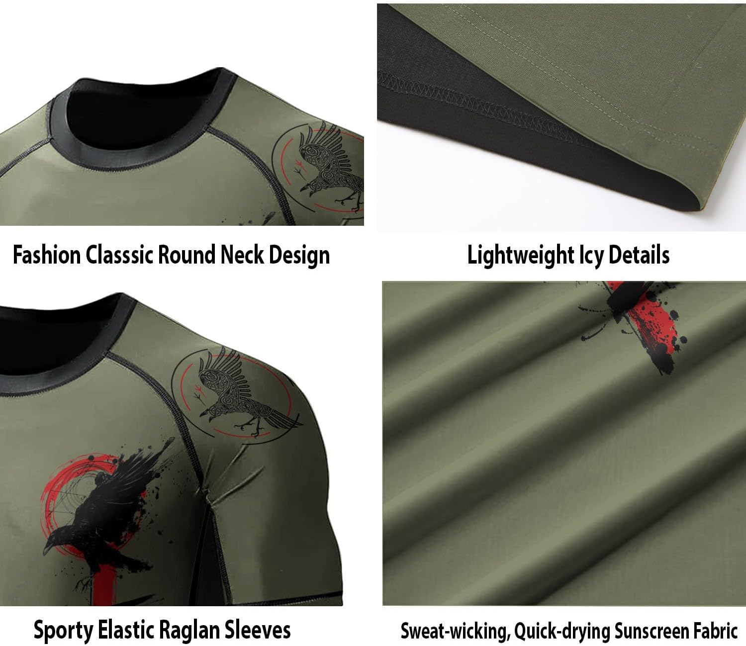 HYPEWAVE Viking Print 3D Never Fade Rash Guard Men, Ultra Soft Compression Shirt UPF 50+ Stretchable Fabric Gift BJJ