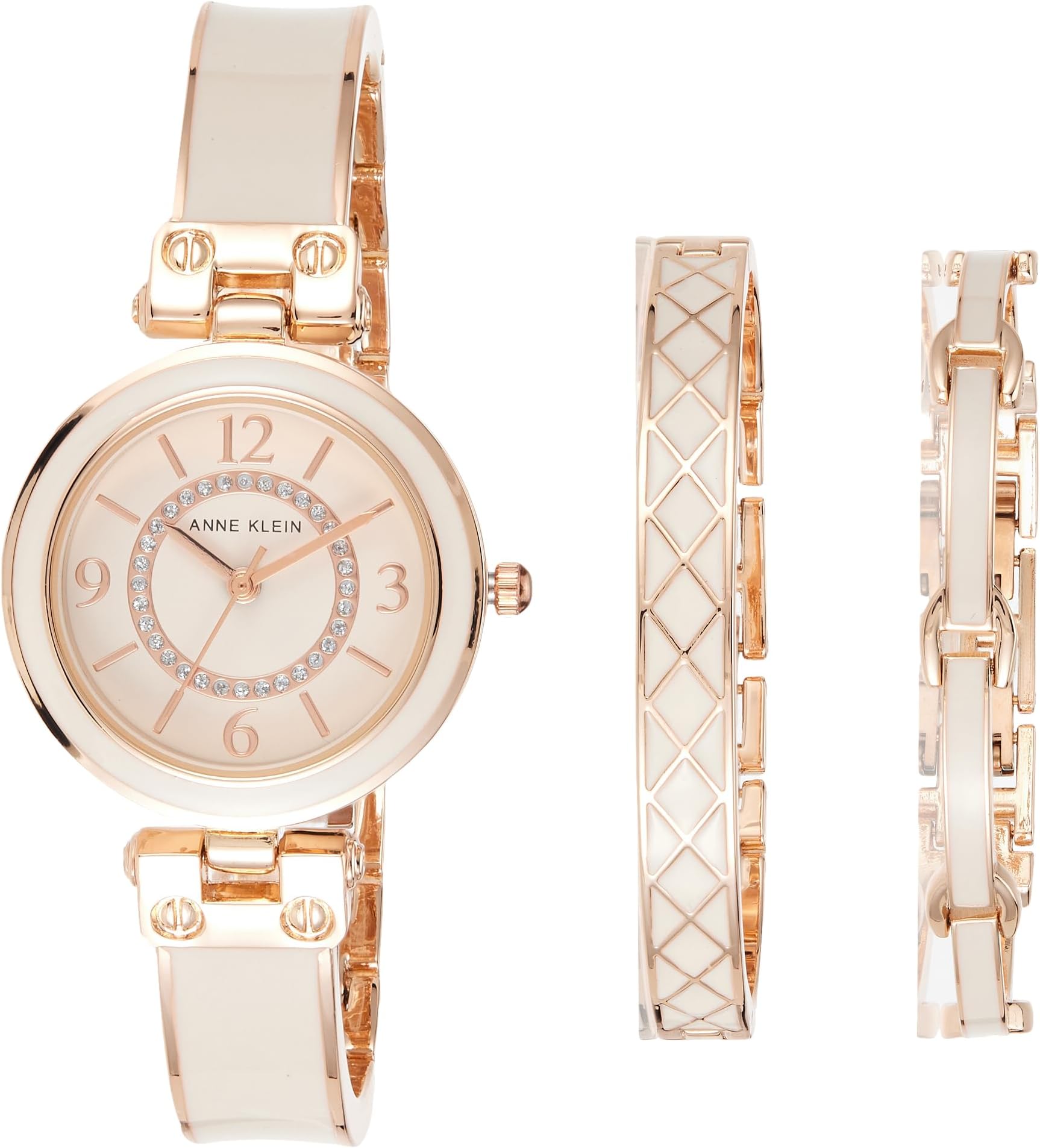 Anne KleinWomen's Glitter Accented Bangle Watch and Bracelet Set, AK/3296
