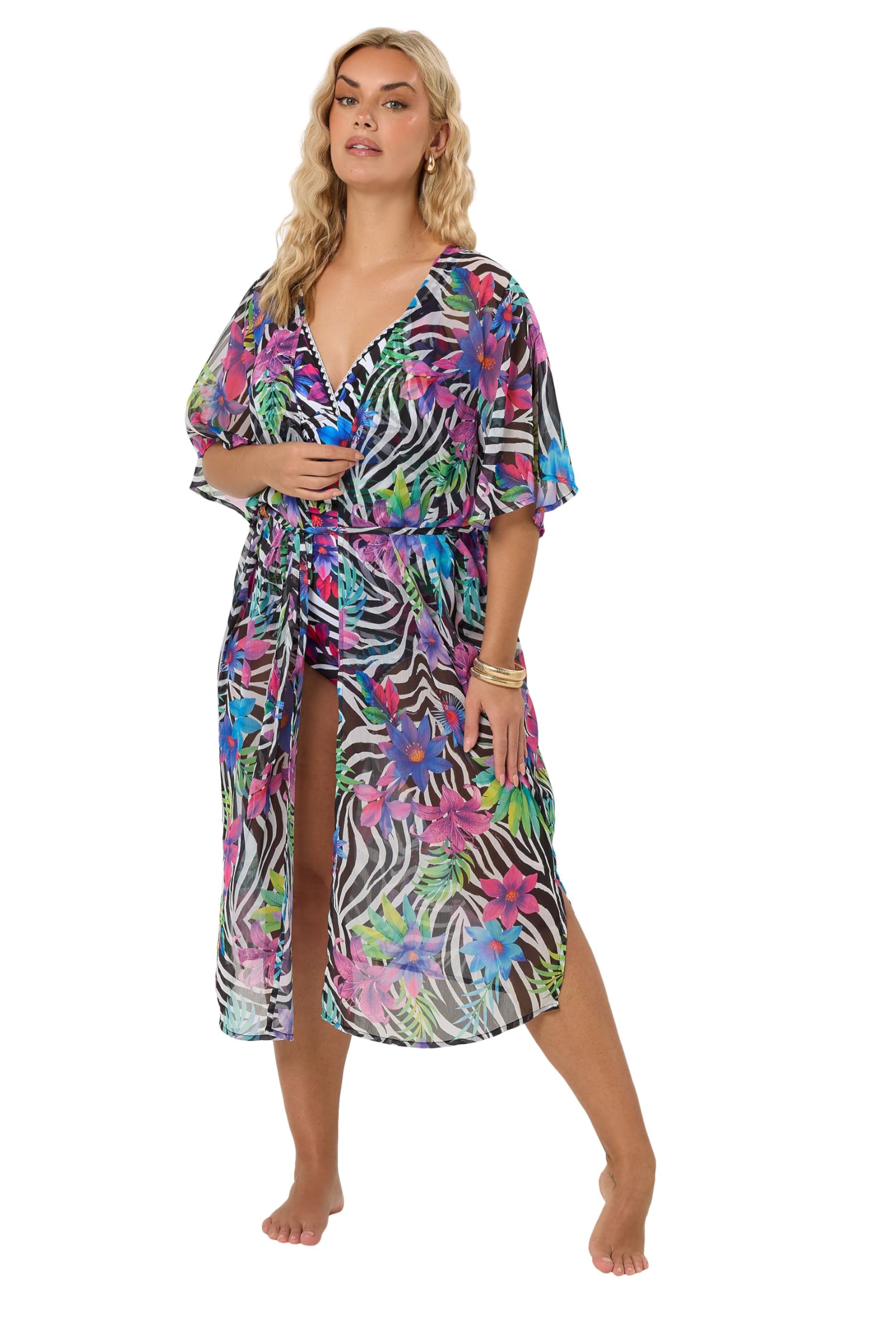 Yours Curve Zebra Midaxi Kimono - Women's - Plus Size Curve