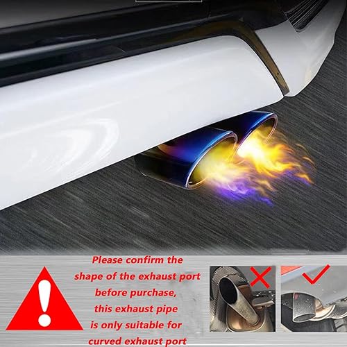 Miniatura 4 de Vechkom Puntas de escape dobles de 2.5 entradas, tubo trasero de acero inoxidable curvado azul de 3 pulgadas, silenciador de coche ajustable para la