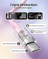 Vista 3 de FEEL2NICE Cargador de iPhone de carga rápida, paquete de 2 bloques de carga de pared tipo C con 2 unidades [6 pies y 10 pies] cable USB C a Púrpura