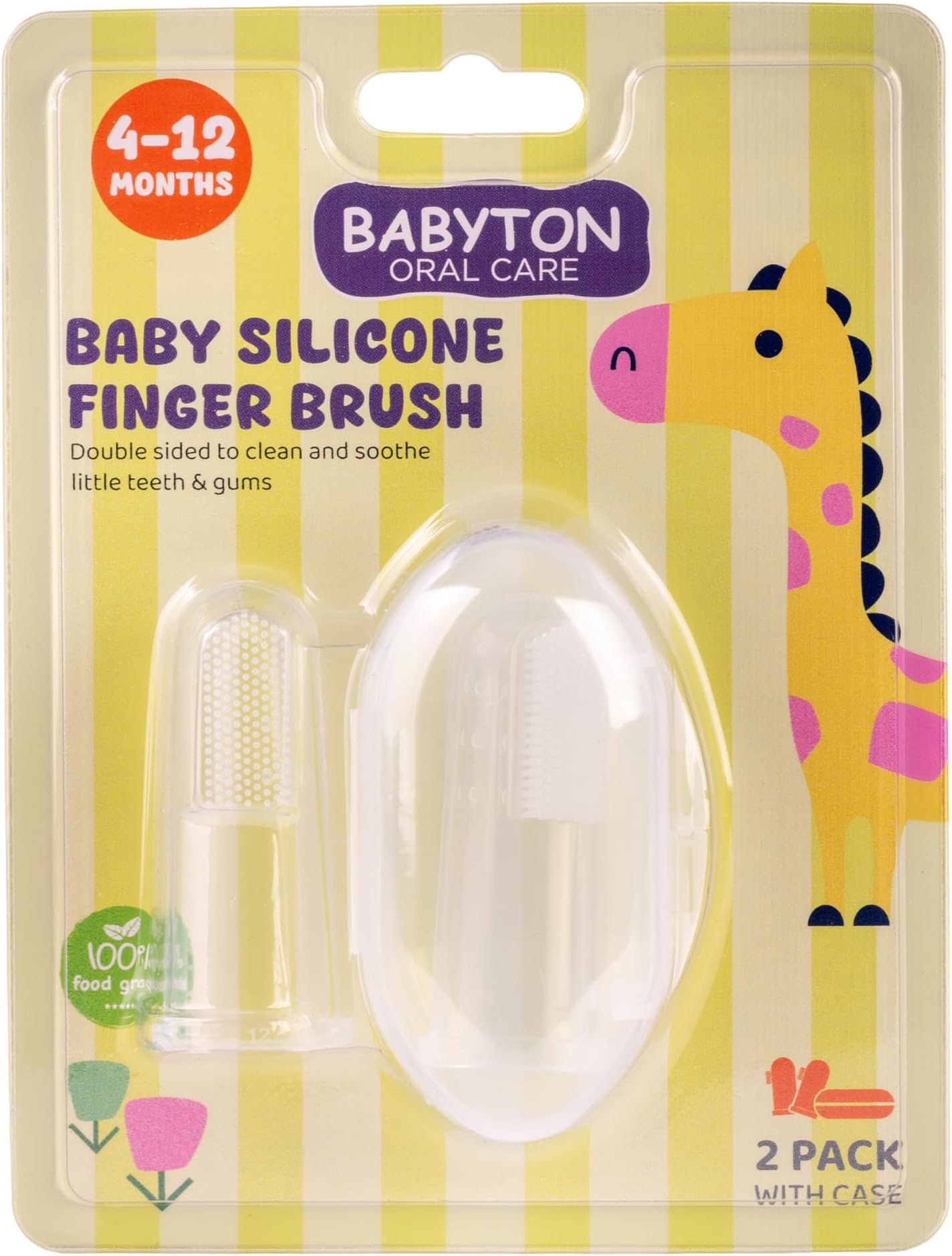 Baby Silicone Finger Brush - Dual-Sided for Cleaning and Massaging Gums, Safe for Babies 4-12 Months