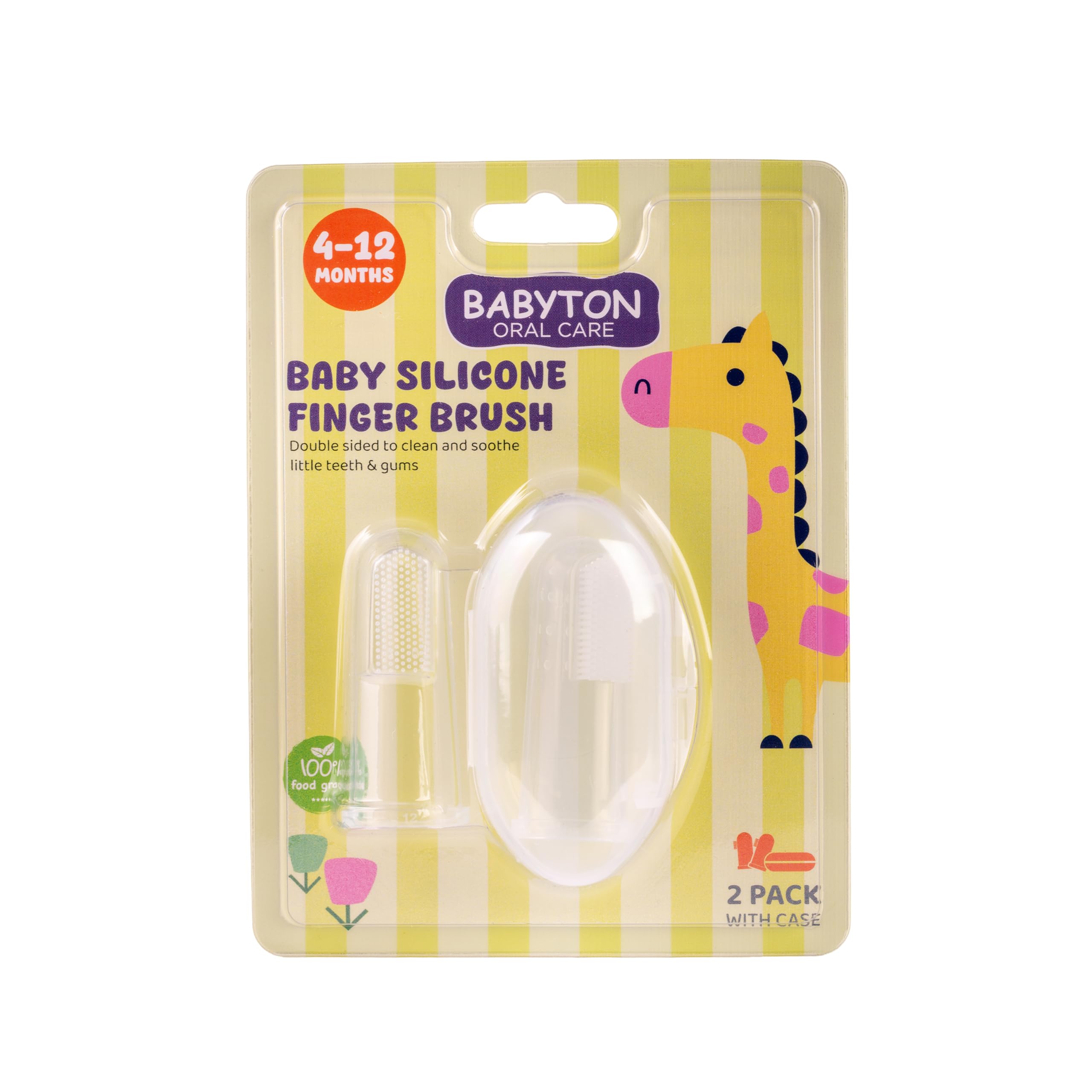Babyton Baby Silicone Finger Brush - Dual-Sided for Cleaning and Massaging Gums, Safe for Babies 4-12 Months