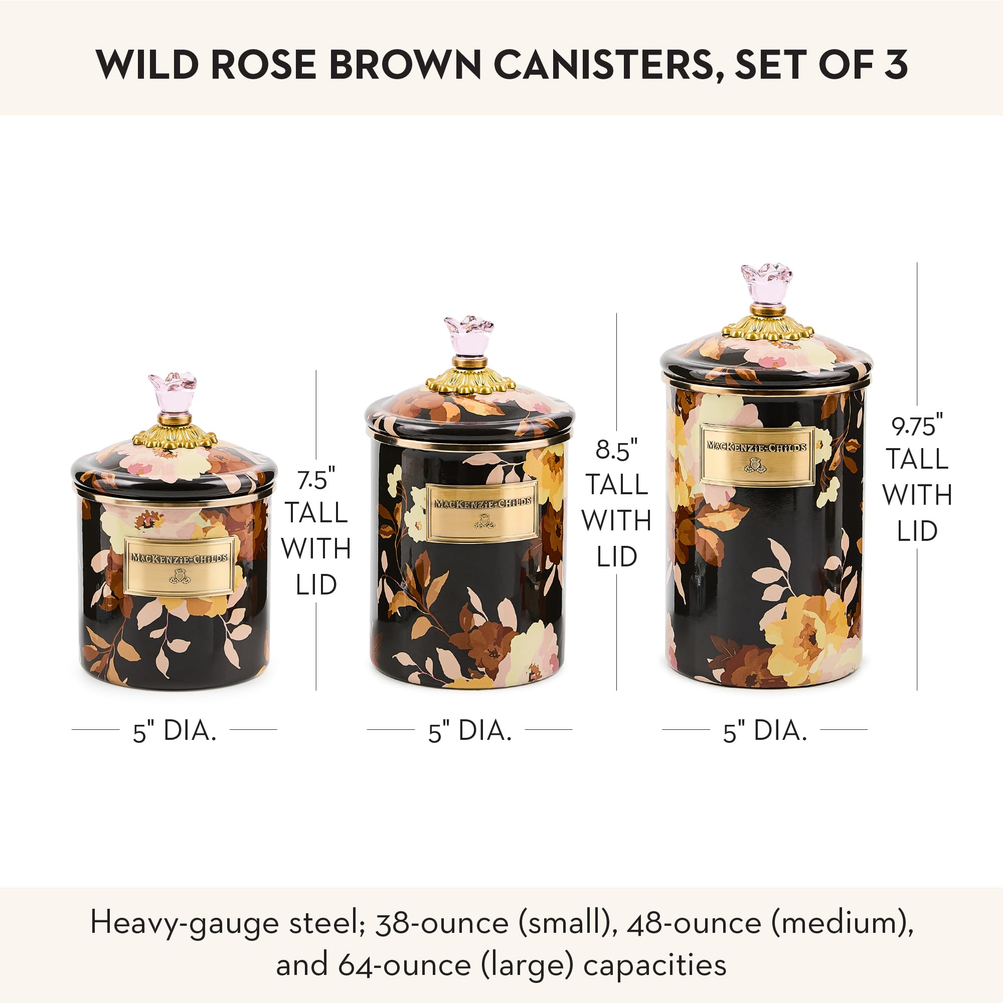 Amazon.com: MACKENZIE-CHILDS Enamel Canister Set, Small (38 oz