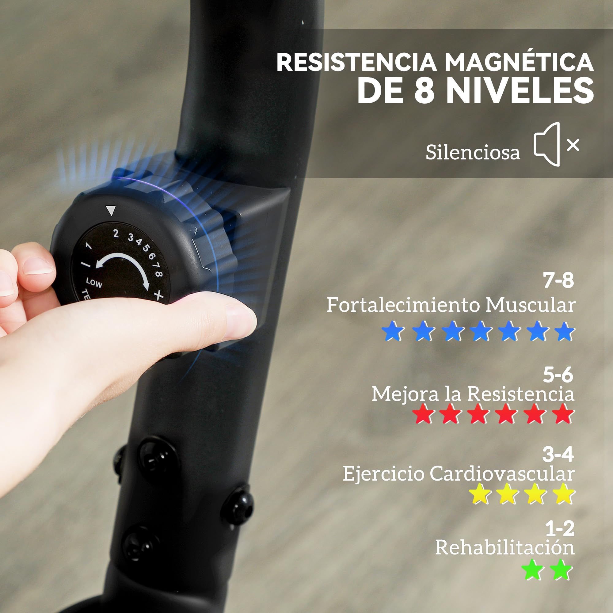 SPORTNOW Bicicleta Estática con Respaldo Reclinada 8 Niveles Resistencia | Volante, Asiento Regulable, Soporte para Teléfono, Pantalla LCD, Ruedas, Ideal para Entrenamientos