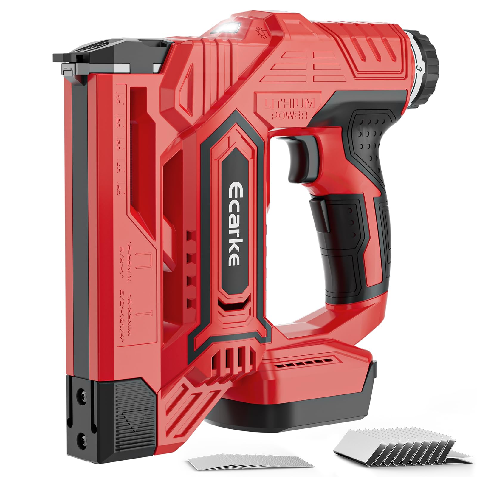 Photo 1 of Ecarke Cordless Brad Nailer 2-in-1 Compatible with Milwaukee 18V Battery, 18 Gauge Nail Gun 5/8 to 1-1/4 Inch with 2000 Nials for Wood Carpentry, Powered Electric, 2 Mode, Tool Only